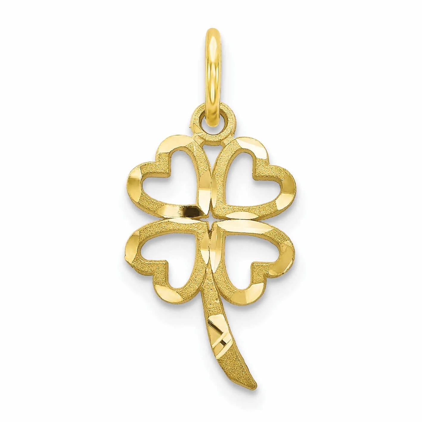 10k Yellow Gold Diamond Cut Shamrock Pendant