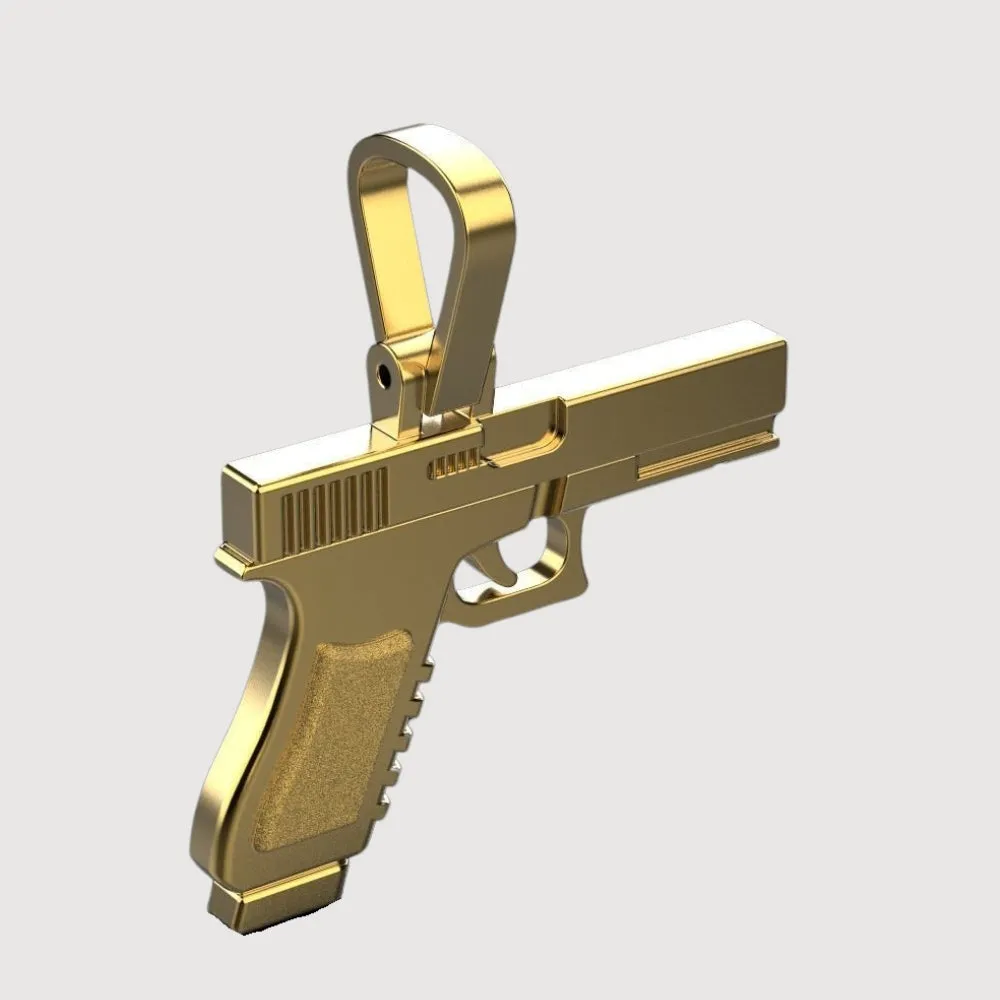 14k Gold Pistol Pendant