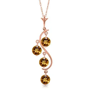 14K Solid Rose Gold Citrine Jewelry Class Necklace