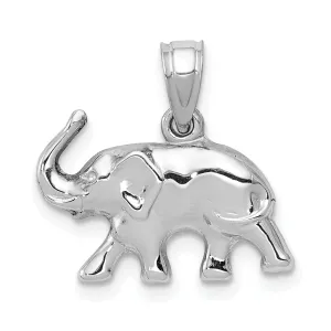 14k White Gold 3-Dimensional Polished Finish Elephant Charm Pendant