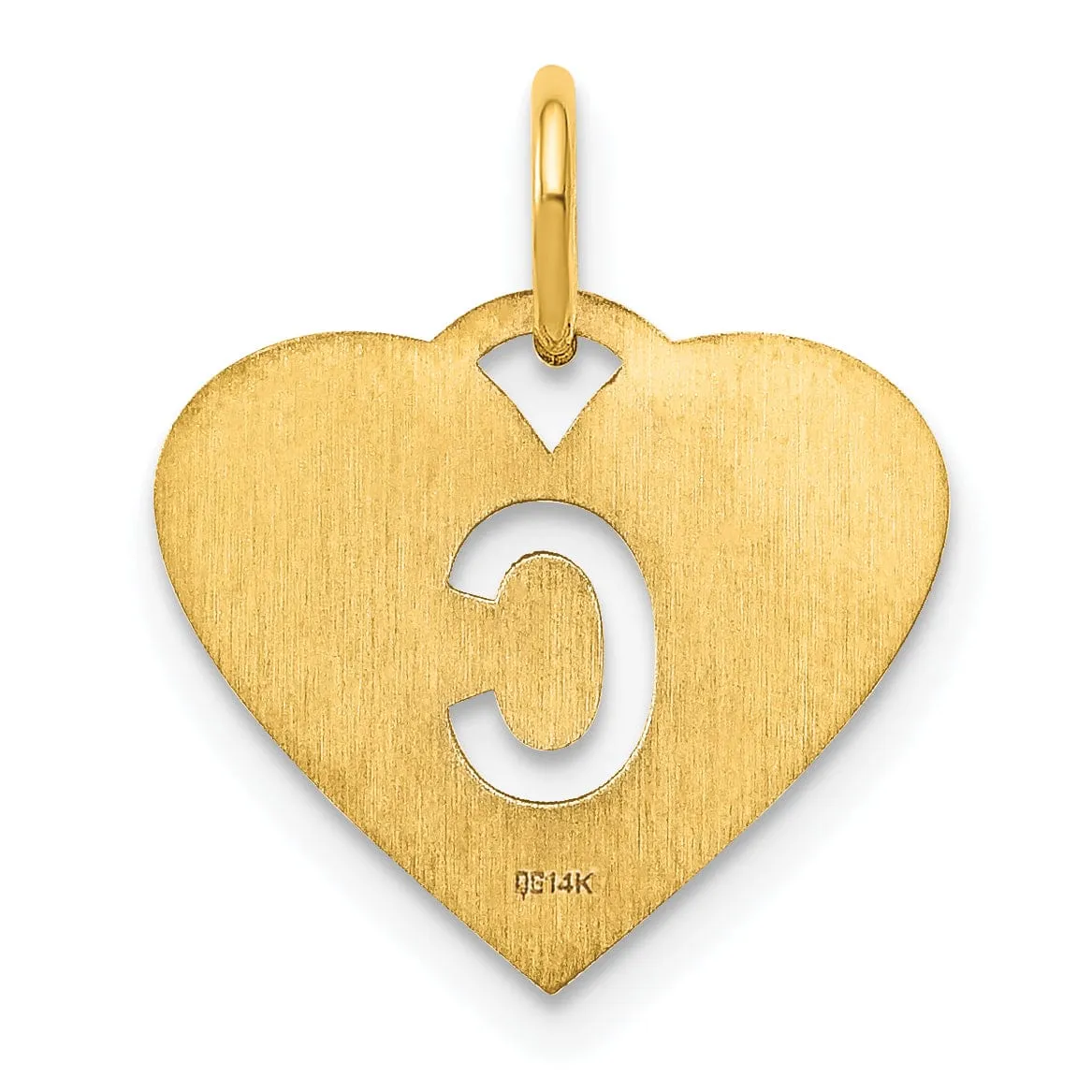 14k Yellow Gold Heart Cut-Out Letter C Initial Pendant