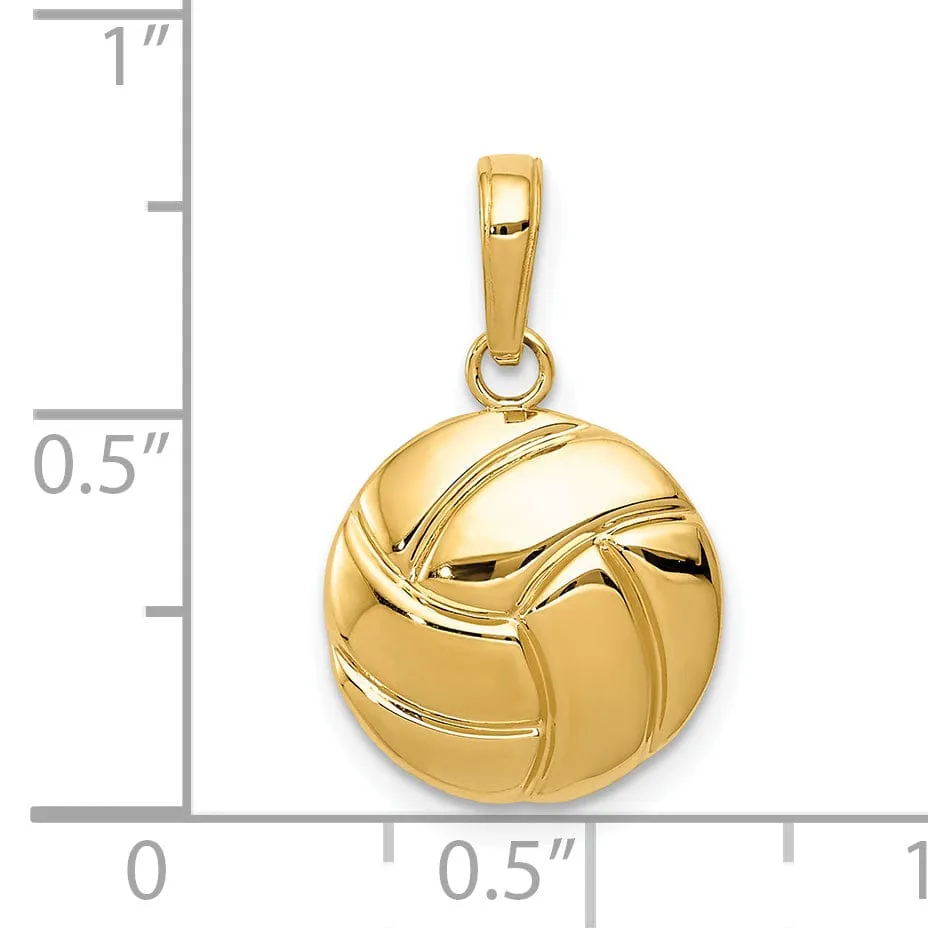 14k Yellow Gold Polish Volleyball Charm Pendant