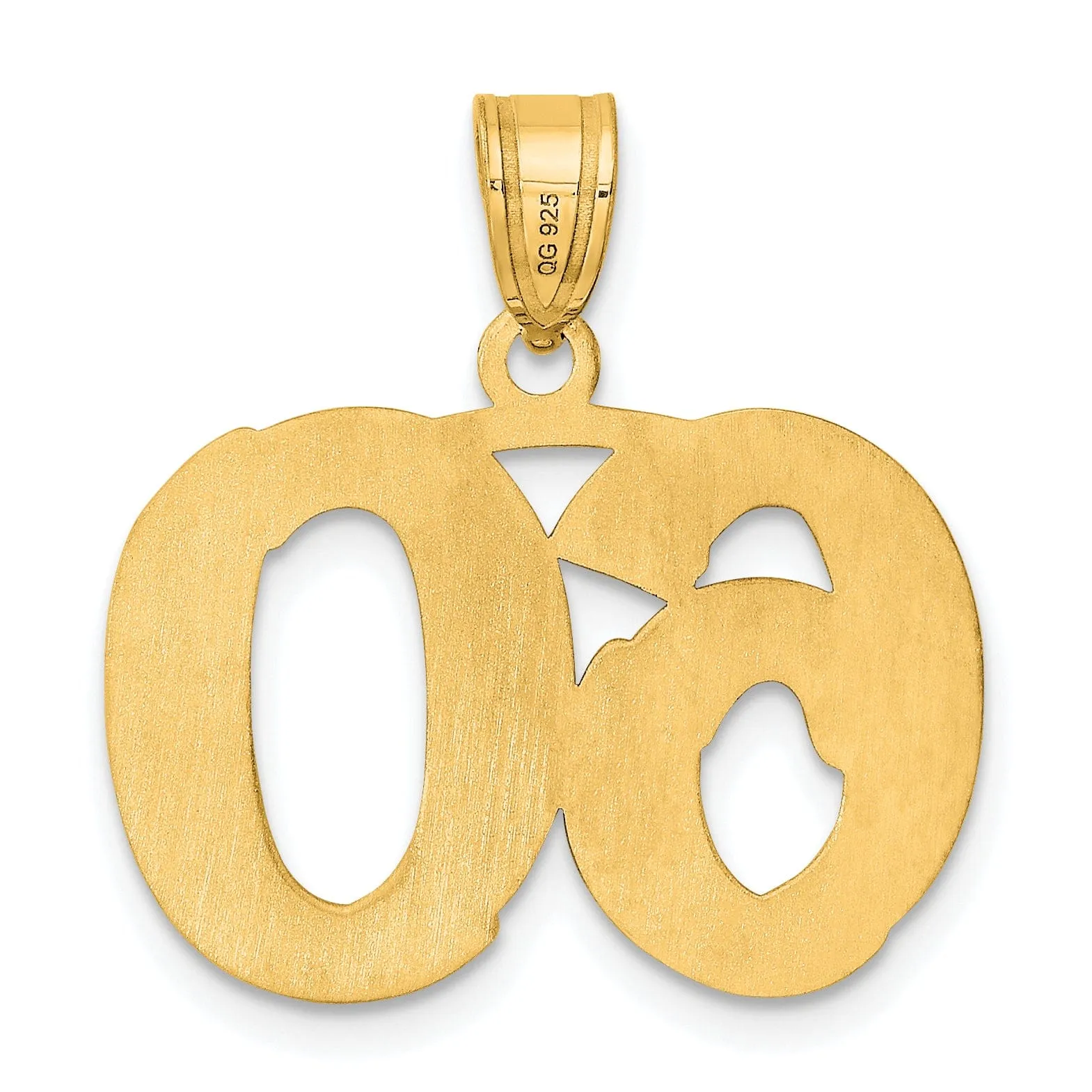 14k Yellow Gold Polished Etched Finish Number 60 Charm Pendant