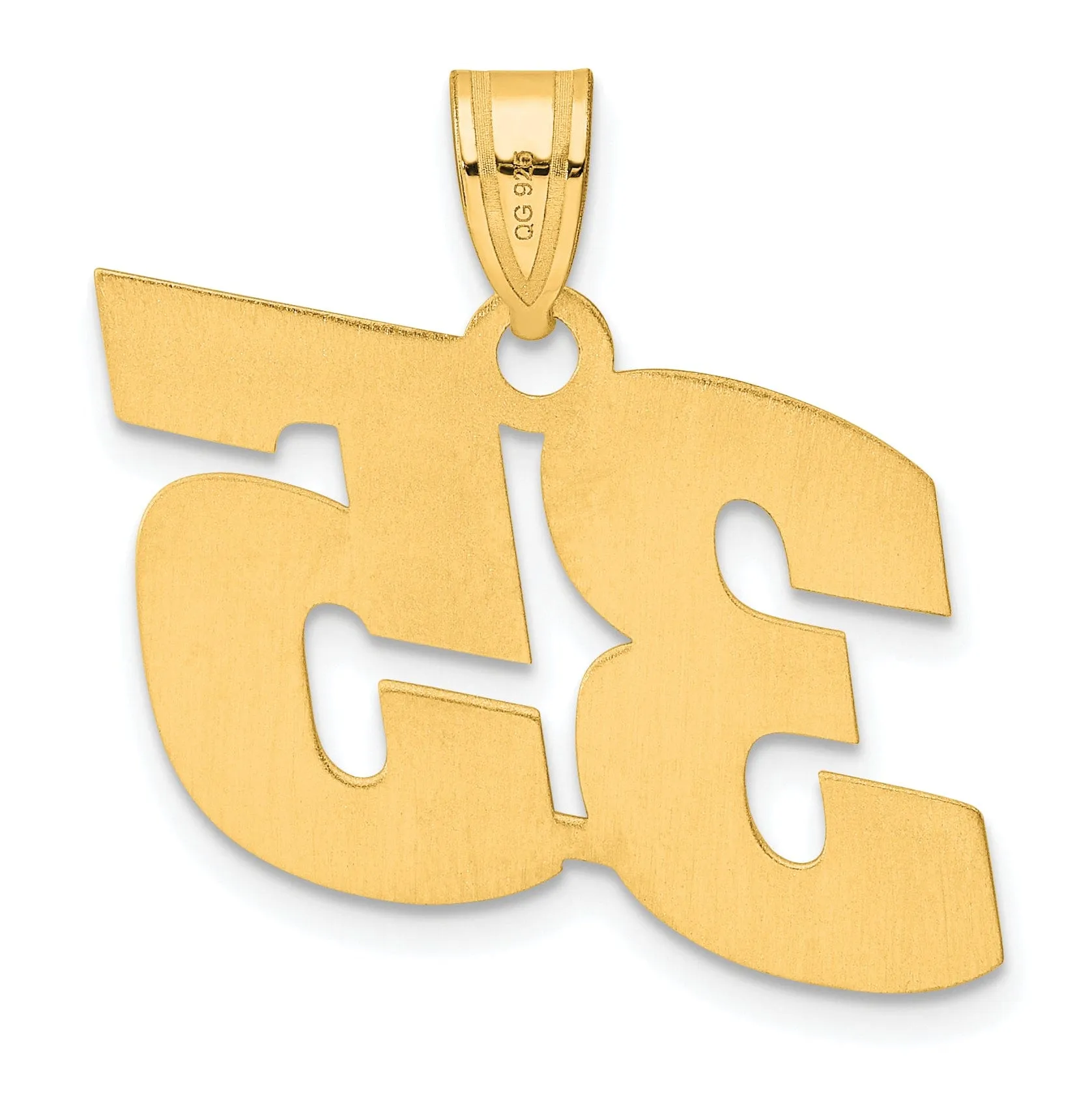 14k Yellow Gold Polished Finish Block Script Design Number 35 Charm Pendant