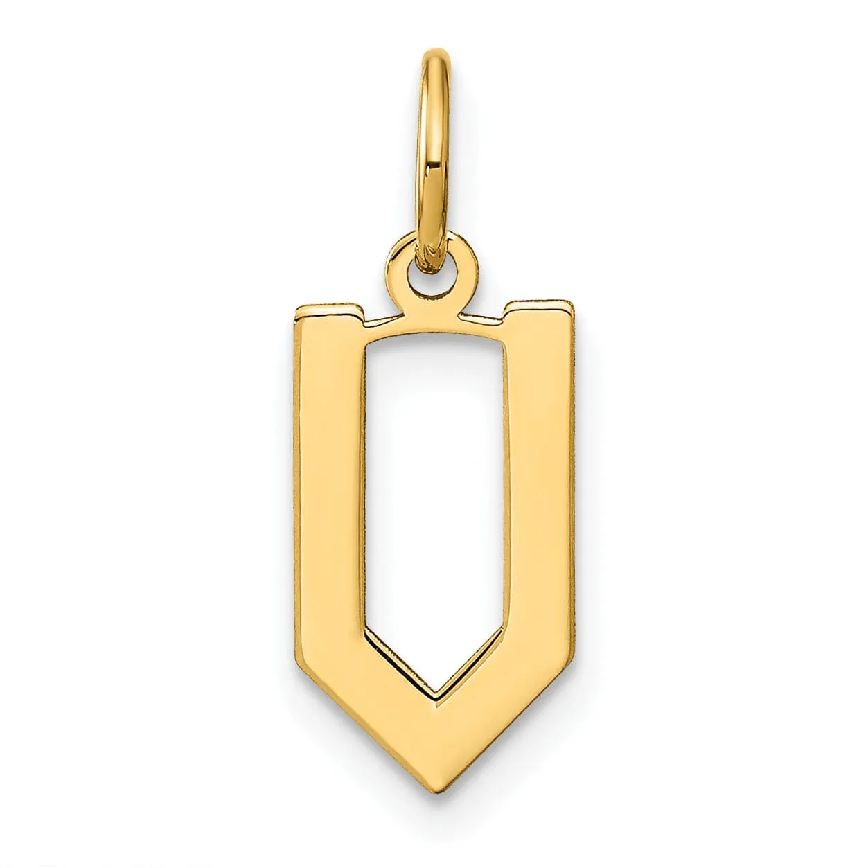 14k Yellow Gold Women's Letter V Initial Charm Pendant