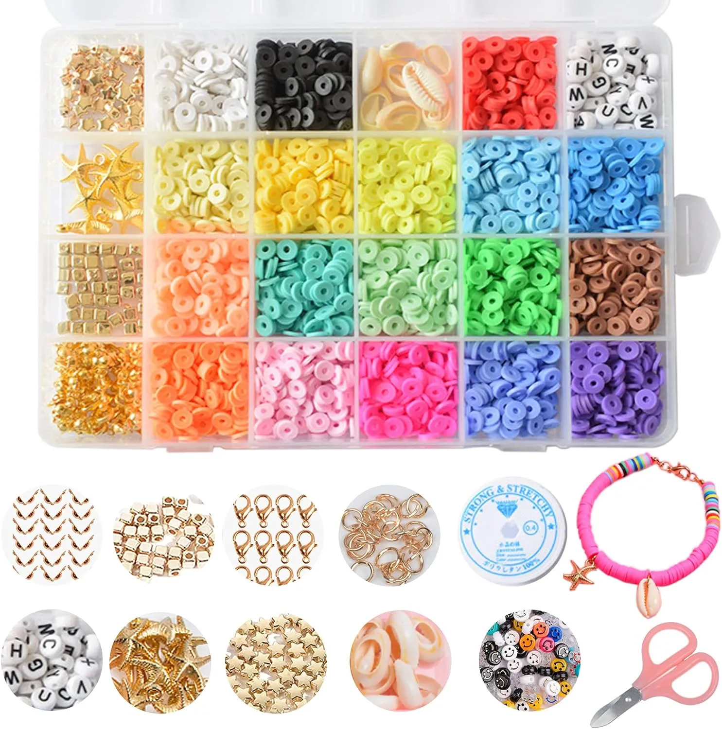 3900pcs 6mm Polymer Clay Beads Kit for DIY Jewelry