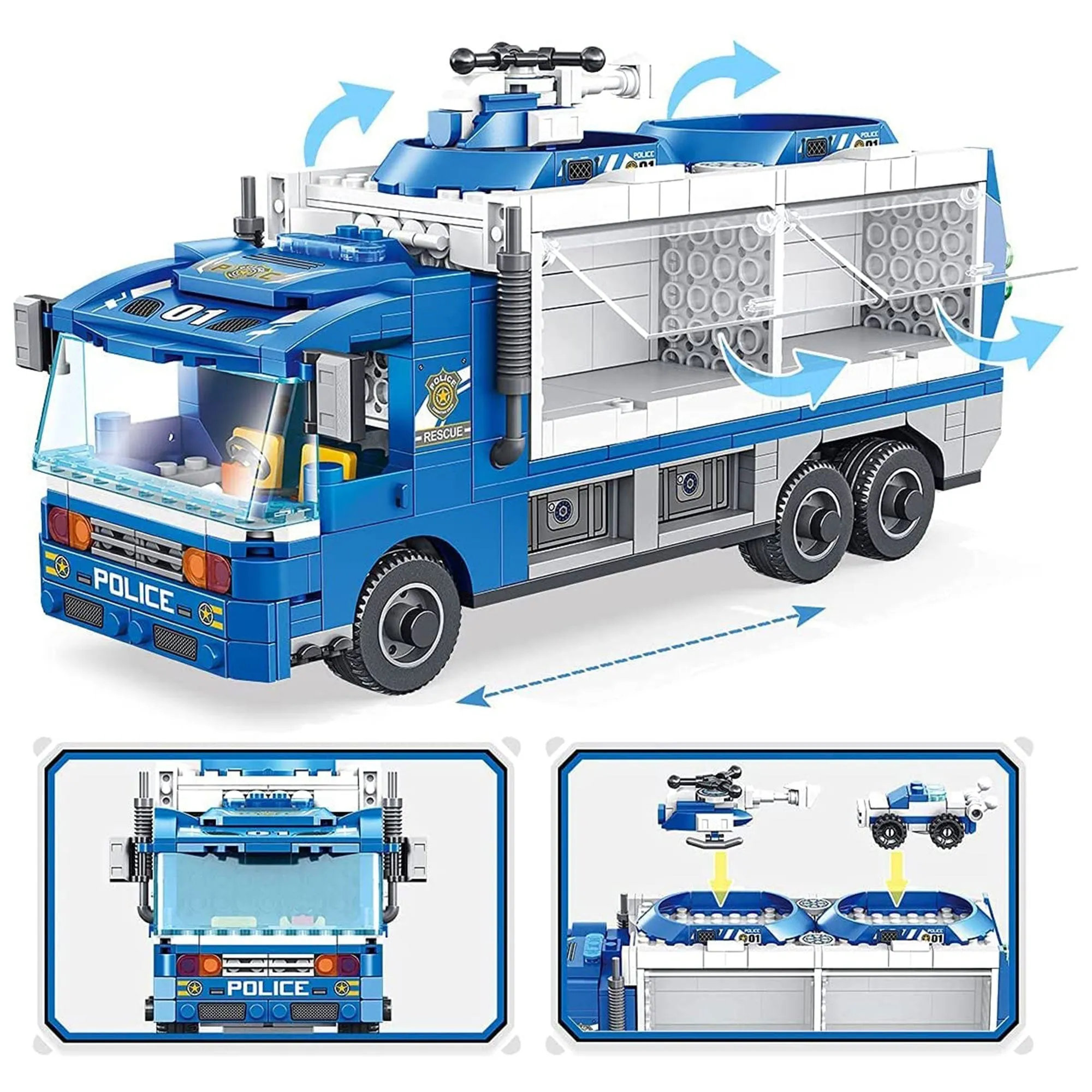 6 in 1 Police Truck Robot Model Building Block, 653 Pieces (Open Box)