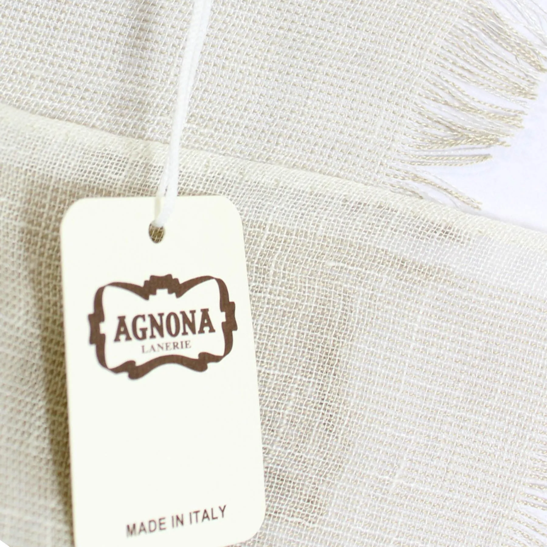 Agnona Scarf Beige - Luxury Linen Silk Designer Shawl FINAL SALE