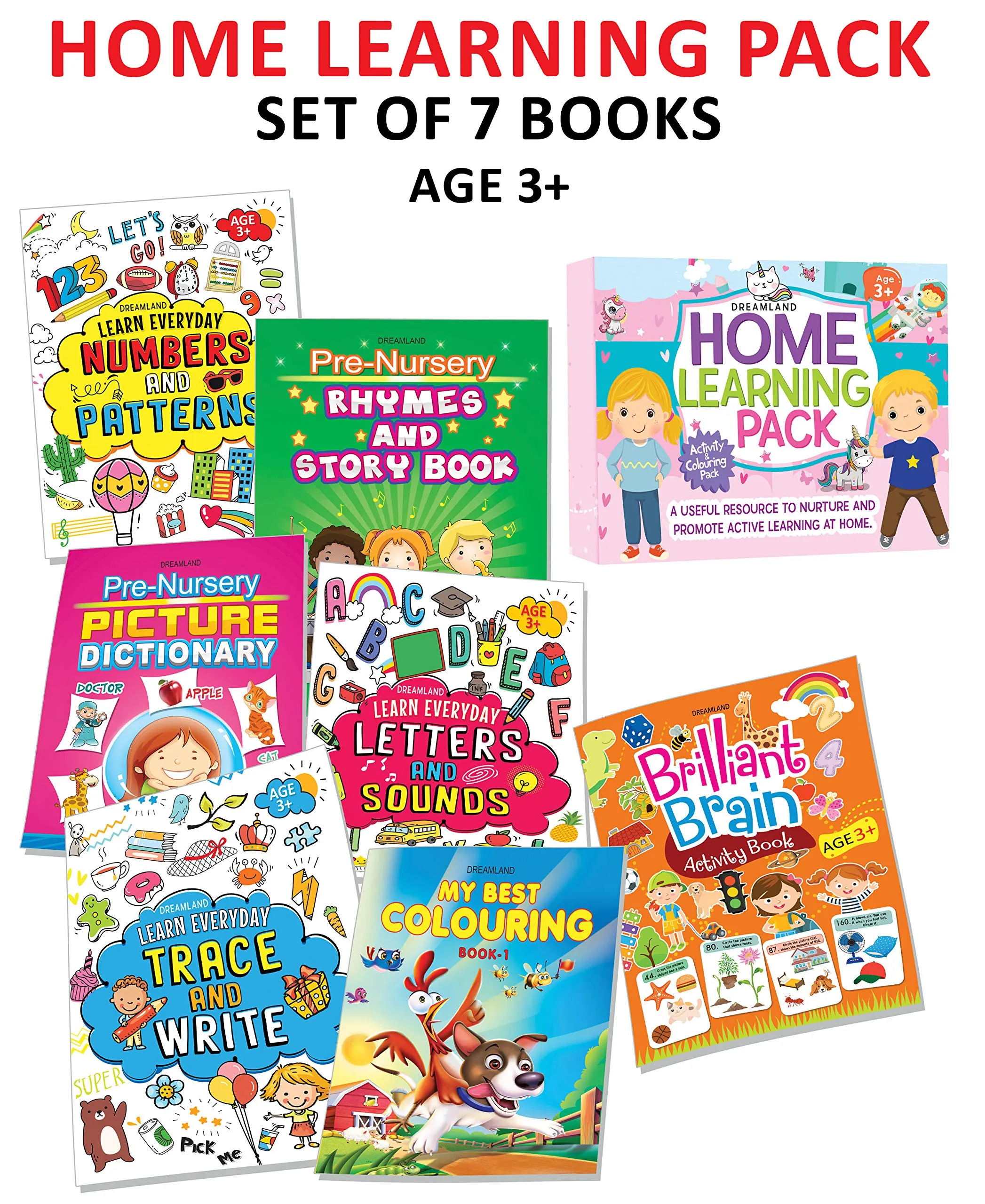 An Amazing Set of Home Learning Books For Kids Age 3  (Pack of 7)