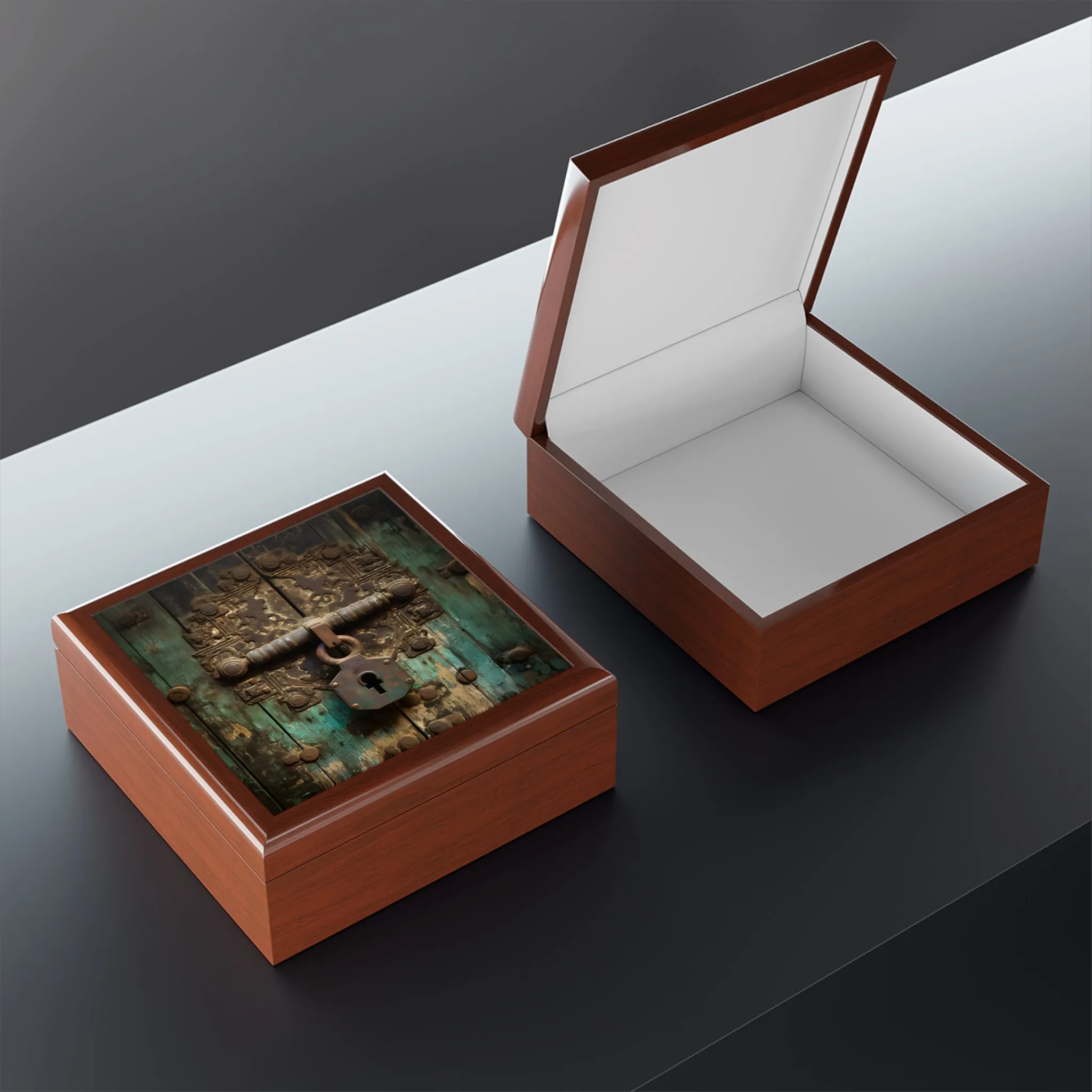 Ancient Turquoise Lock Jewelry Box