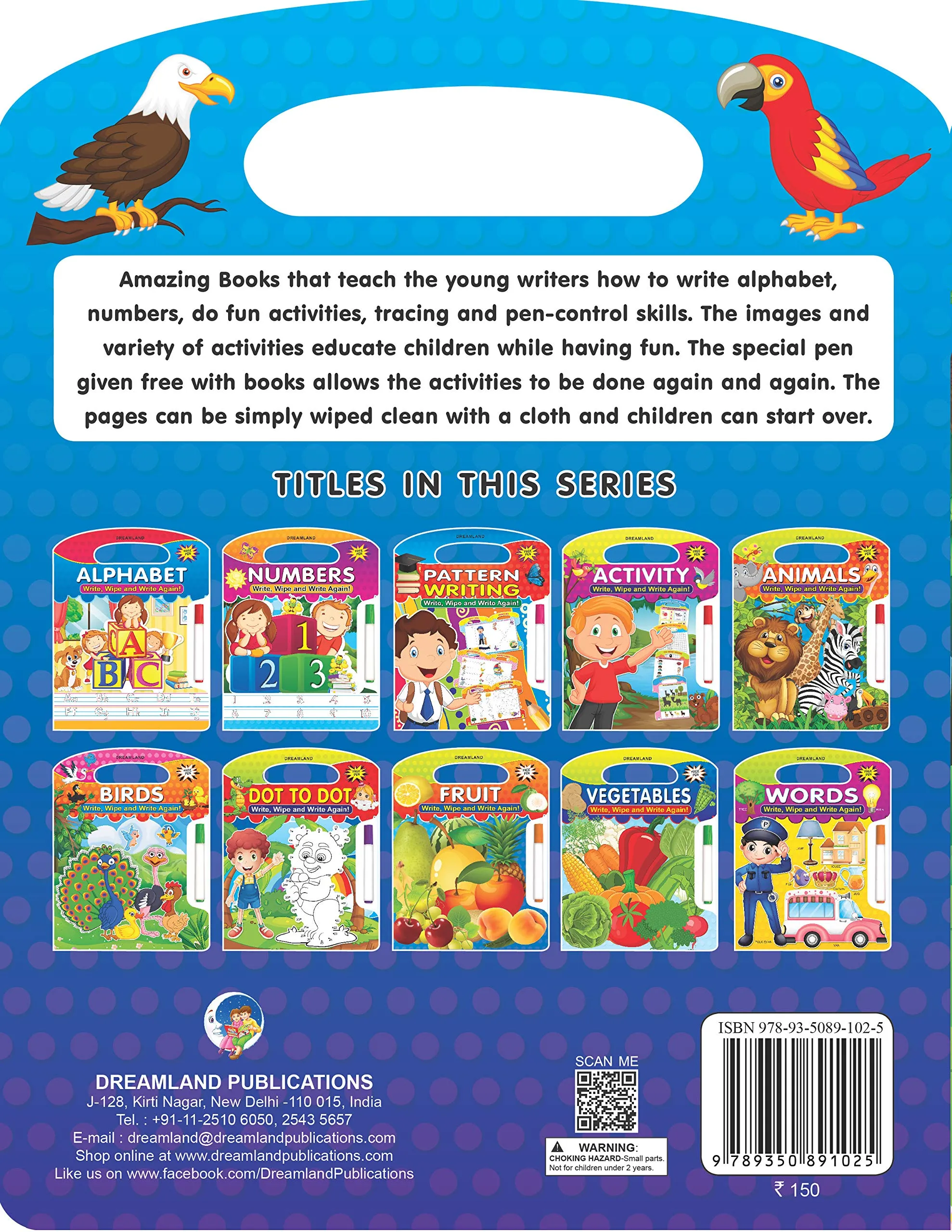 Birds Write and Wipe Book With Free Pen for Kids