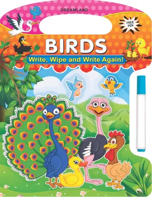 Birds Write and Wipe Book With Free Pen for Kids