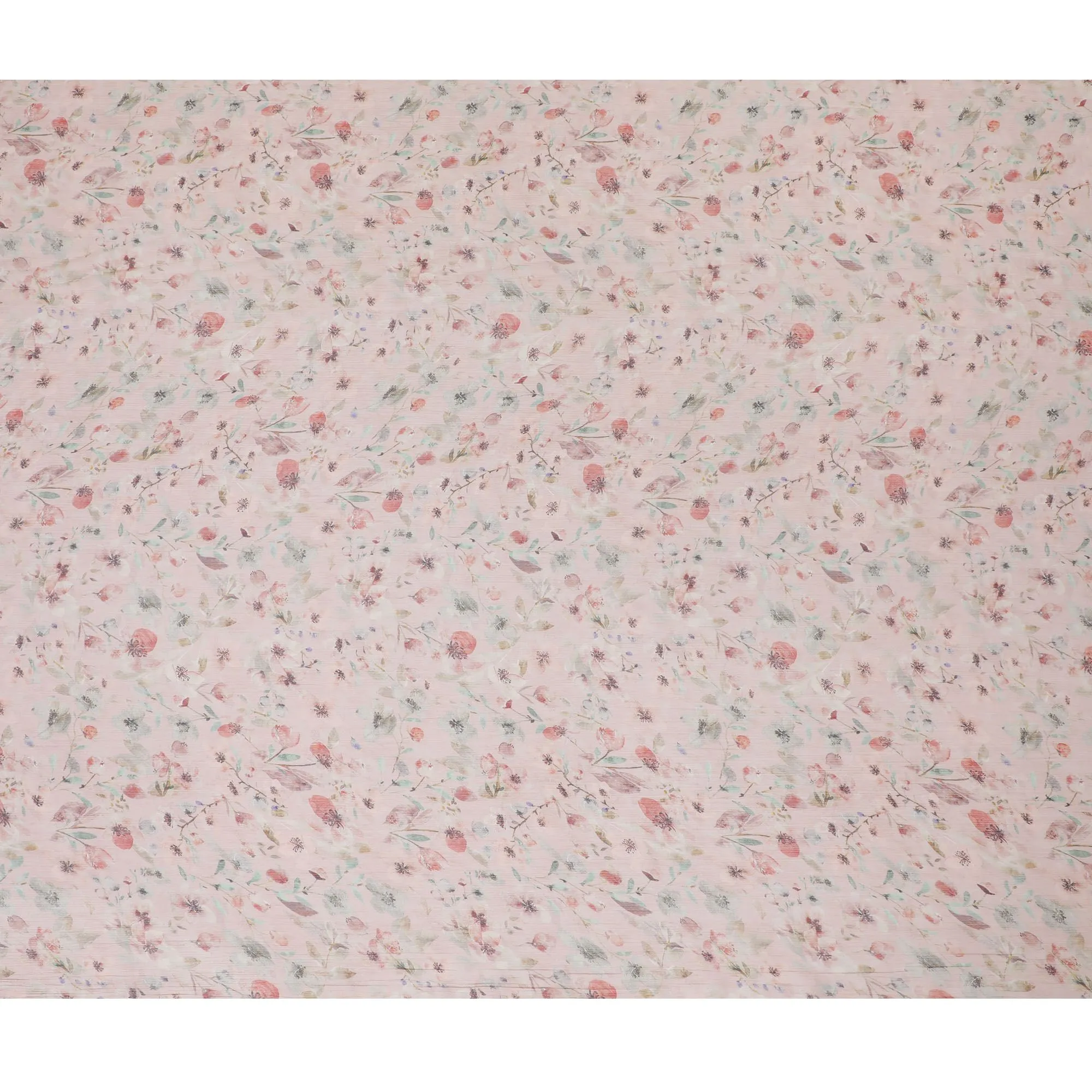 Blush Garden Synthetic Chiffon Fabric - 110cm Wide, Floral Delicacy, Online Purchase-D18114