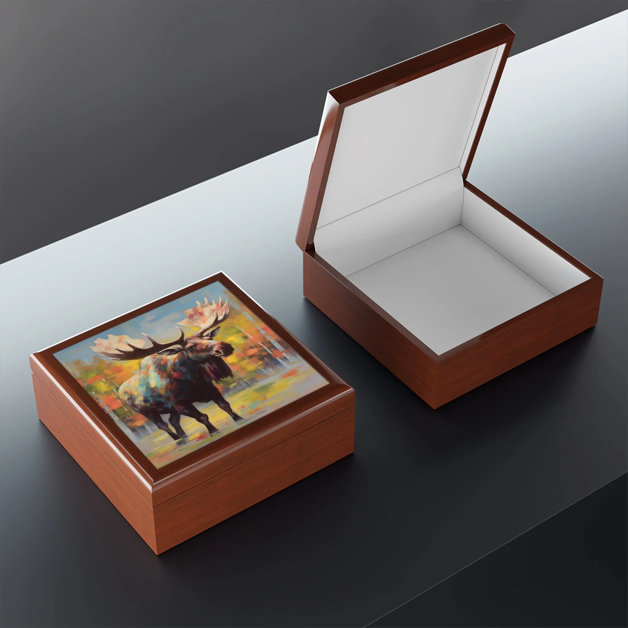 Bull Moose Fine Art Print Jewelry Keepsake Box