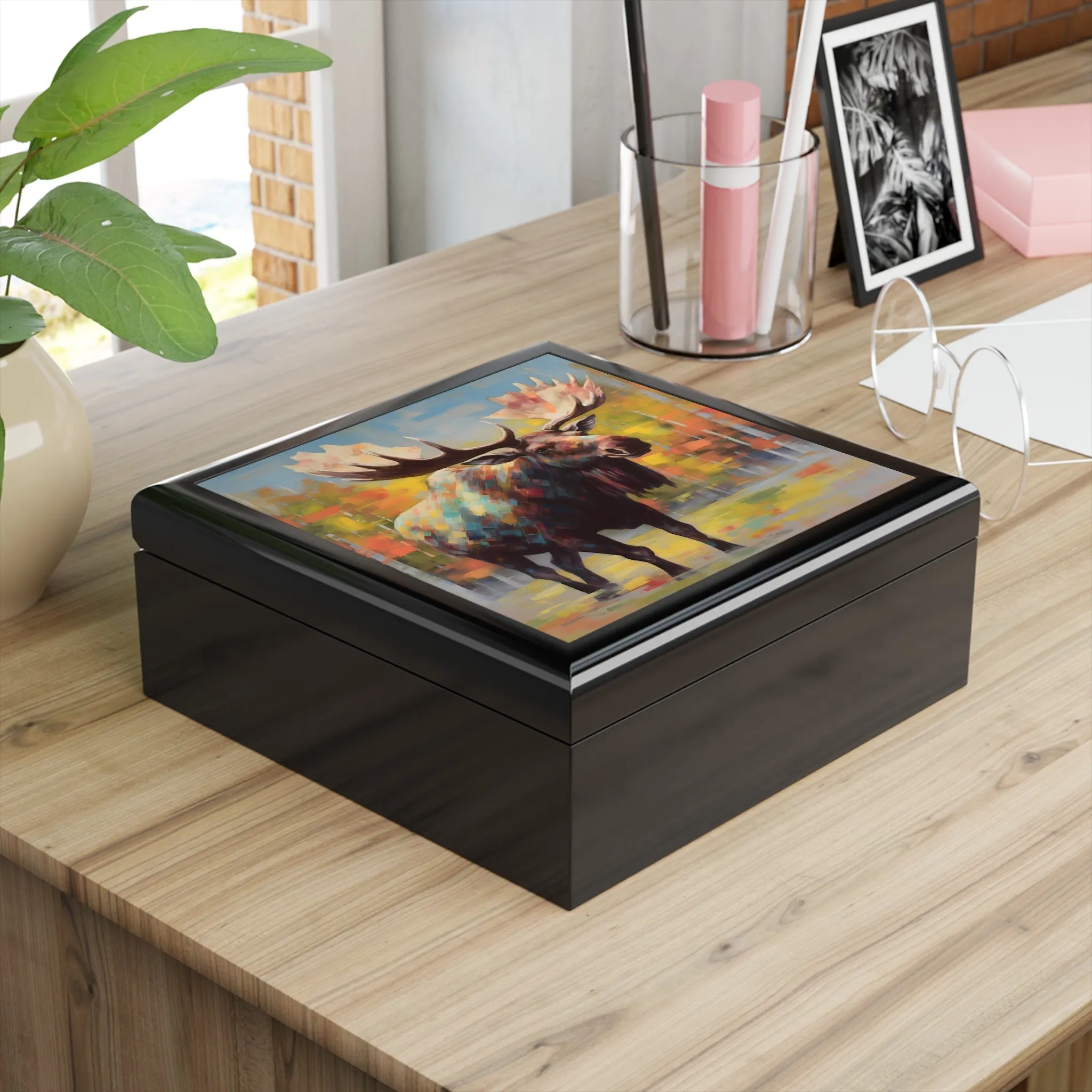 Bull Moose Fine Art Print Jewelry Keepsake Box