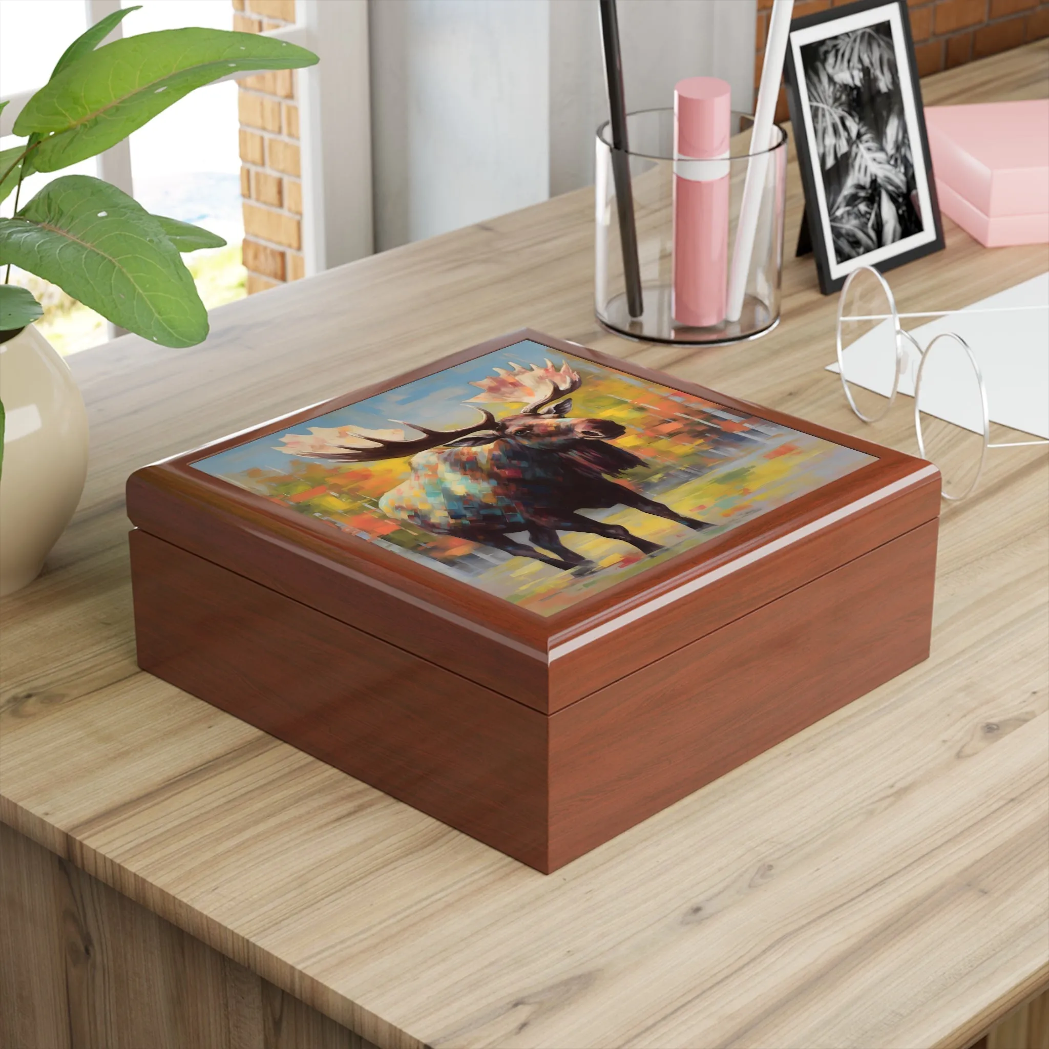 Bull Moose Fine Art Print Jewelry Keepsake Box