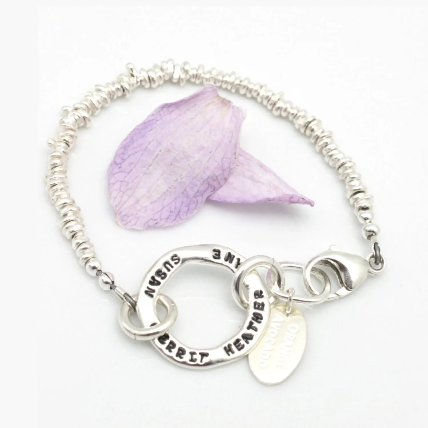 Circle Link Personalized Bracelet with Freeform Nuggets