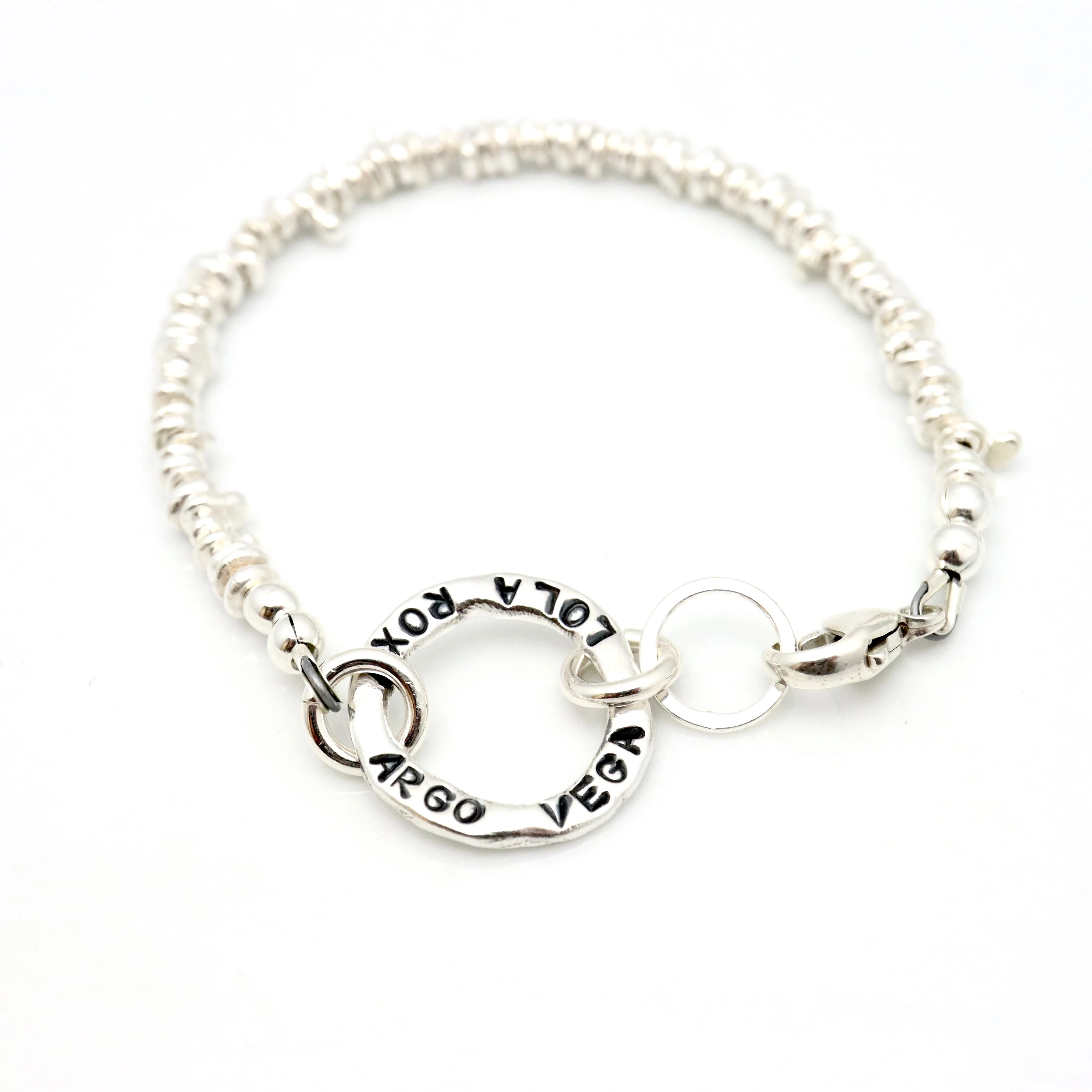 Circle Link Personalized Bracelet with Freeform Nuggets