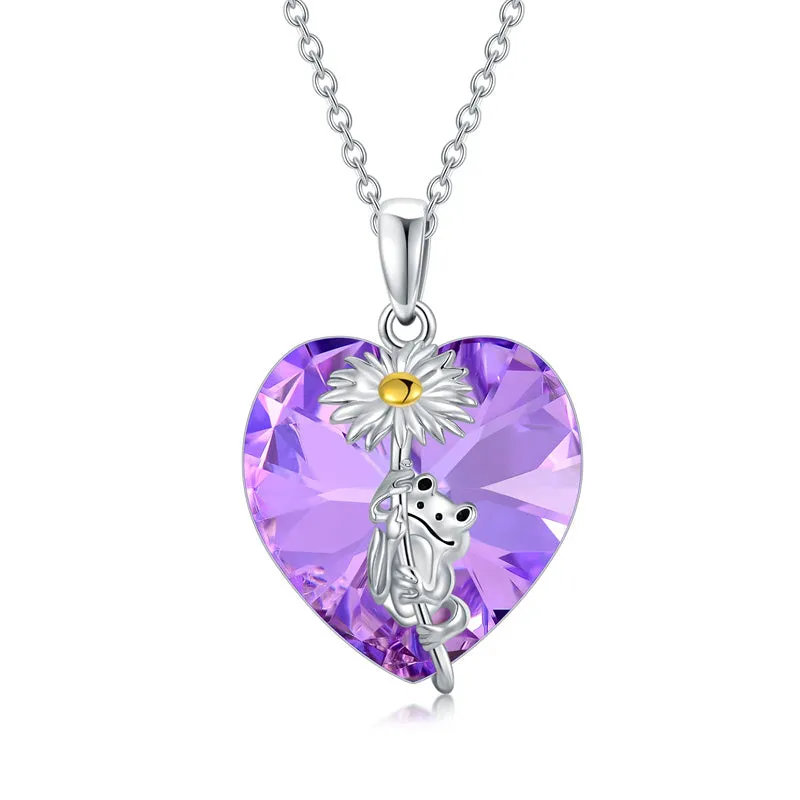 Crystal Frog Necklace Sterling Silver Frog Pendant Birthstone Necklace Jewelry Gift for Women Girl