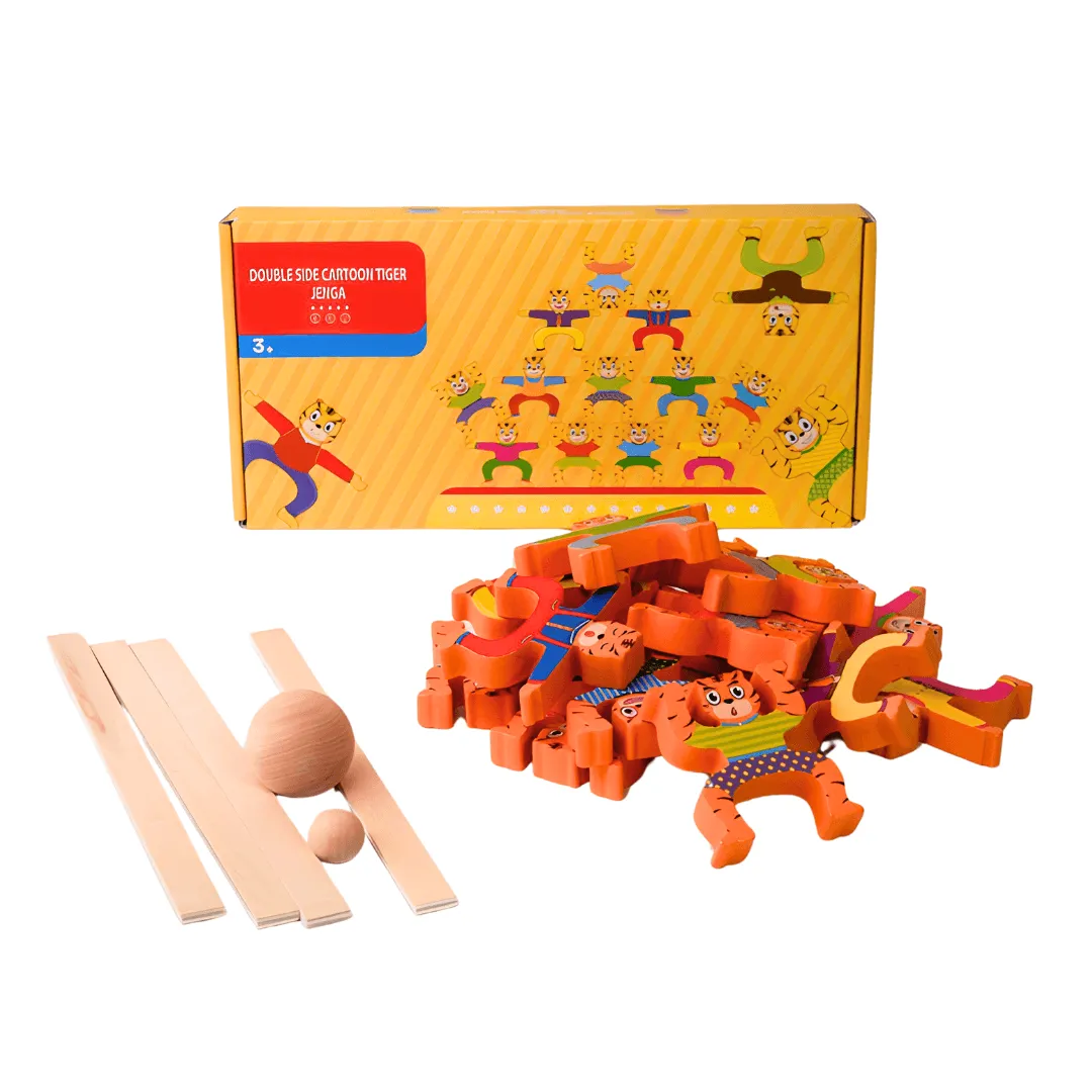 Double Side Cartoon Tiger Jenga Balancing Blocks for Kids