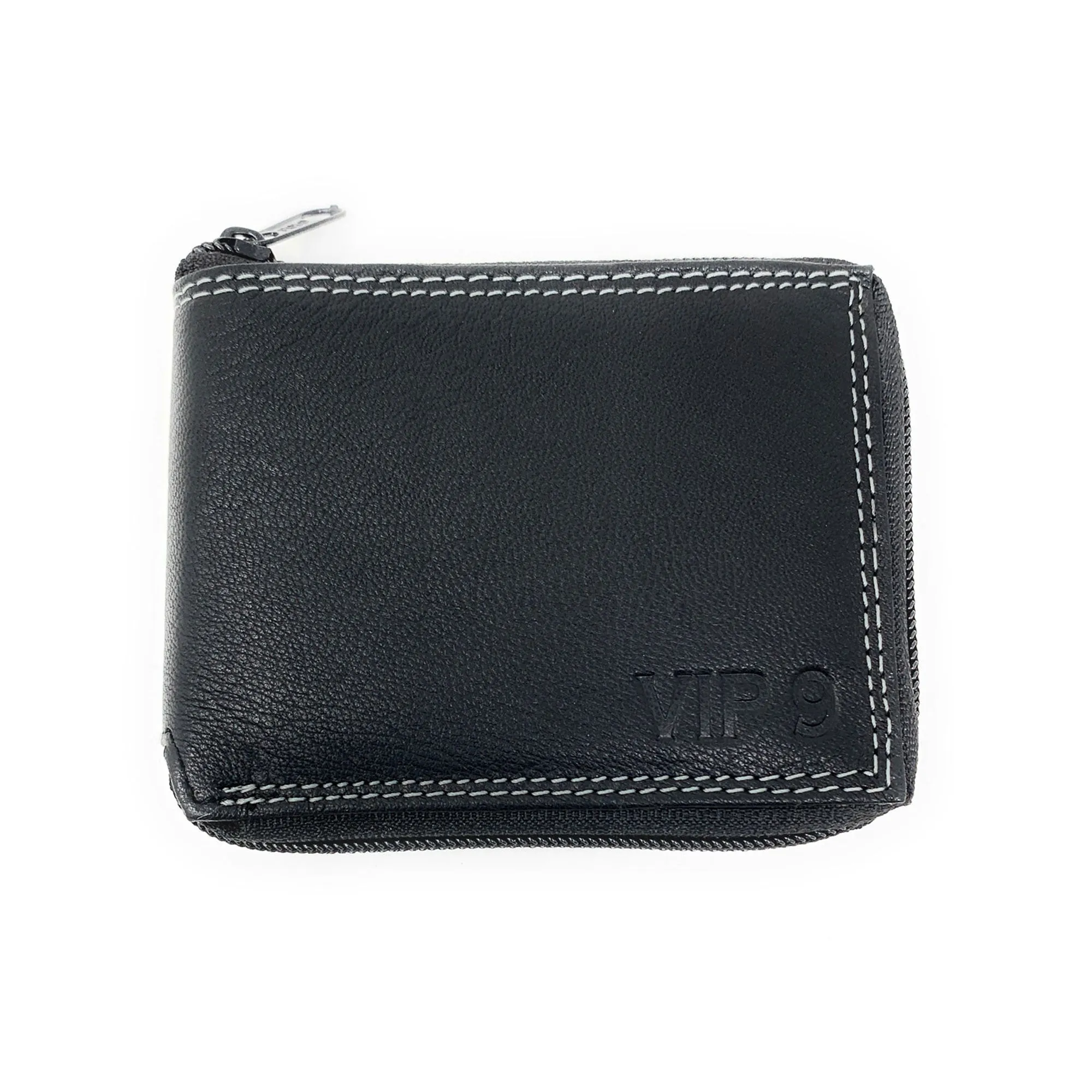 Empire Cove VIP Classic Genuine Leather Slim Bifold Wallets Zippered Flip Up ID