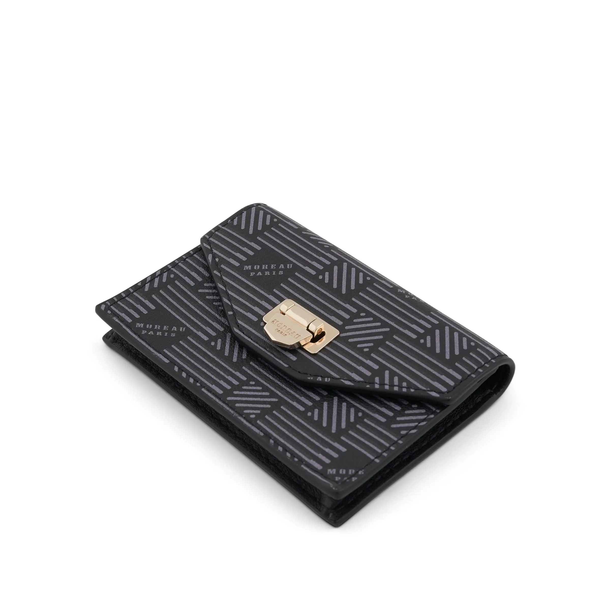 Flap Wallet with Gusset in Black