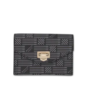 Flap Wallet with Gusset in Black