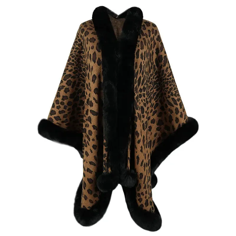 Fur Collar Cape Cardigan For Women