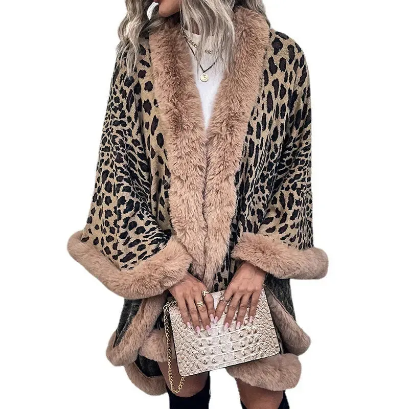 Fur Collar Cape Cardigan For Women