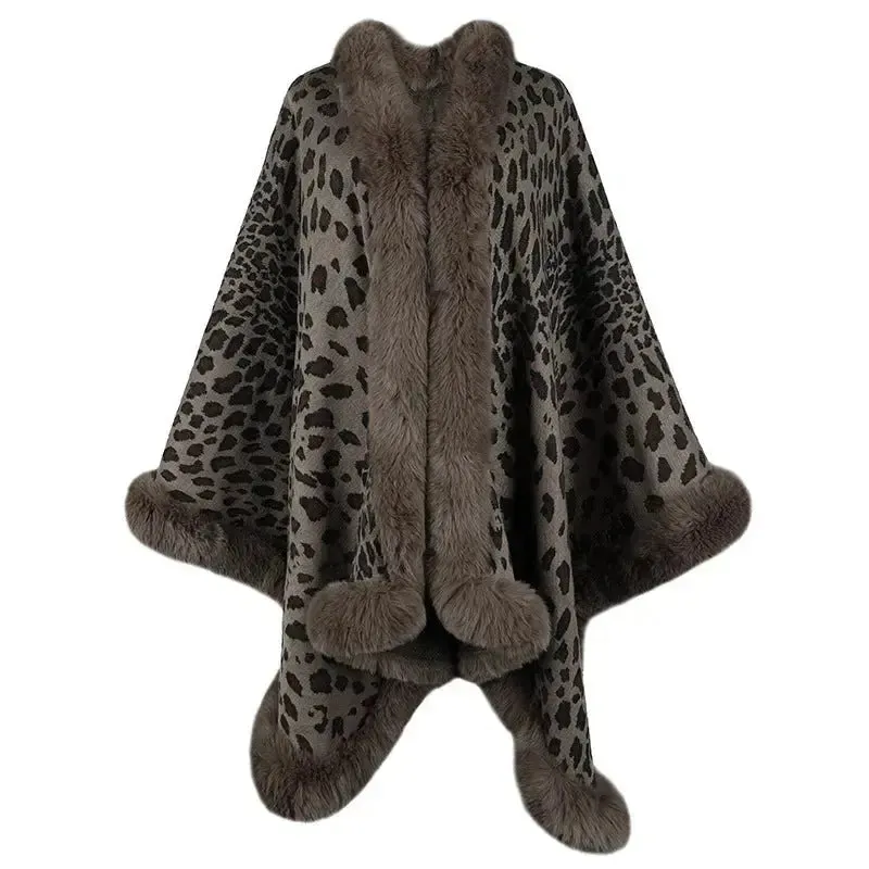 Fur Collar Cape Cardigan For Women