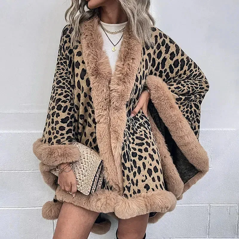 Fur Collar Cape Cardigan For Women