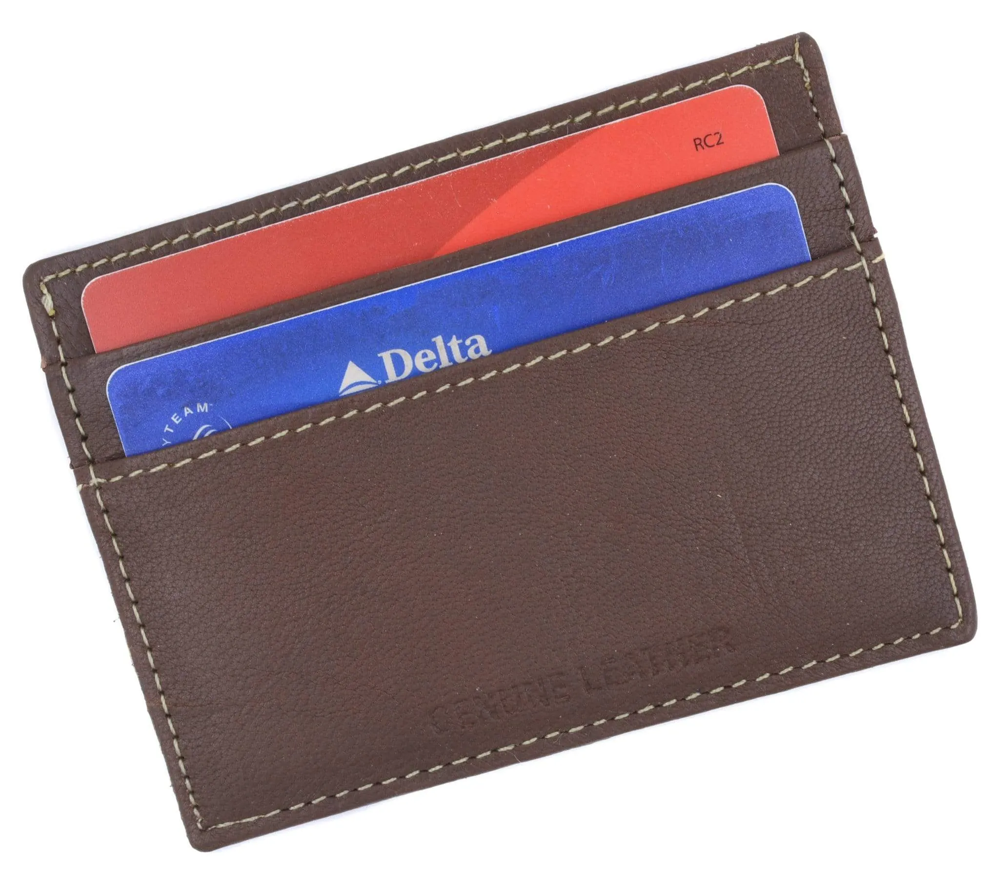 Handmade Genuine Leather Unisex Slim Super Thin Card Holder With ID Card Window 270