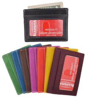 Handmade Genuine Leather Unisex Slim Super Thin Card Holder With ID Card Window 270