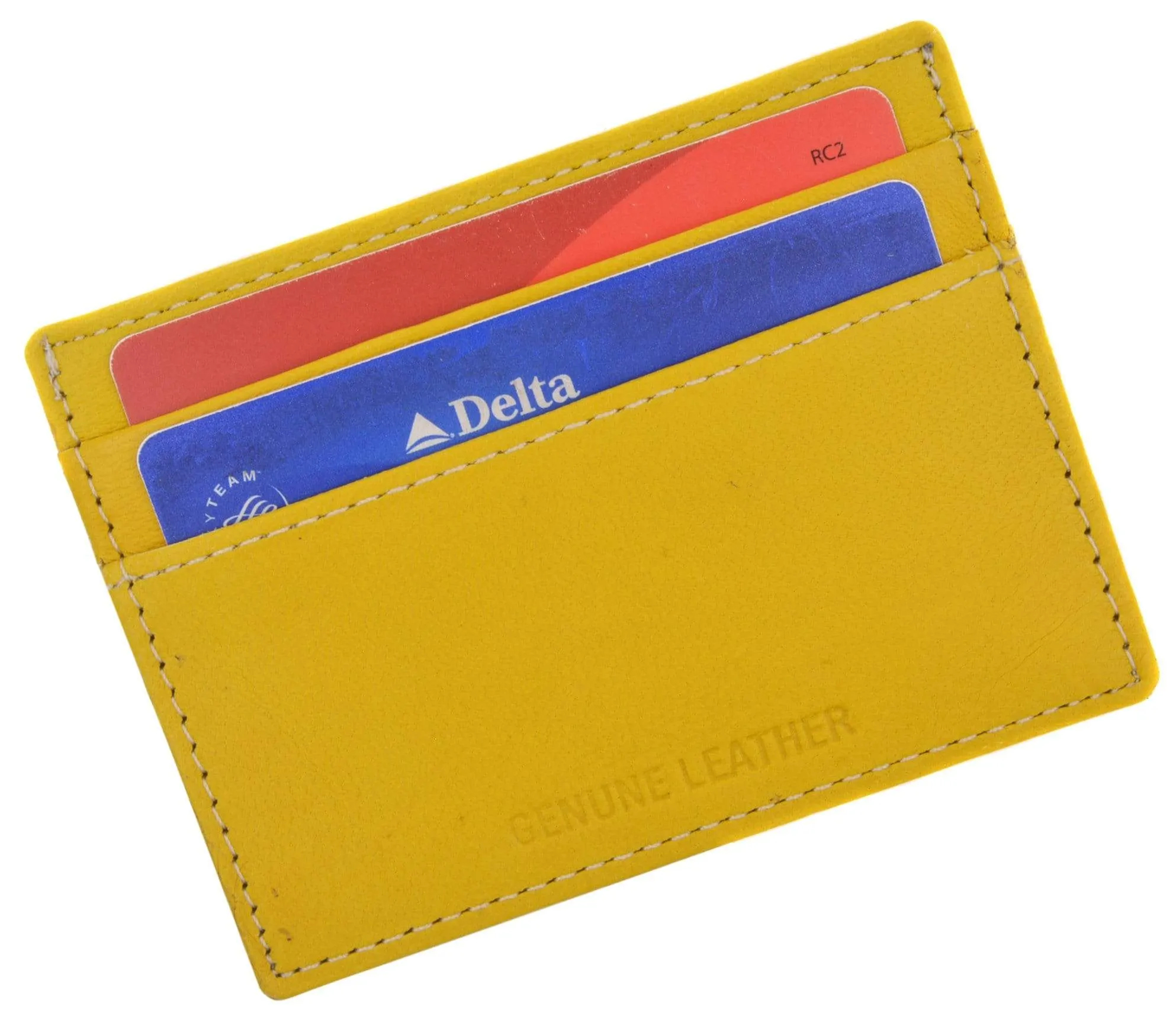 Handmade Genuine Leather Unisex Slim Super Thin Card Holder With ID Card Window 270