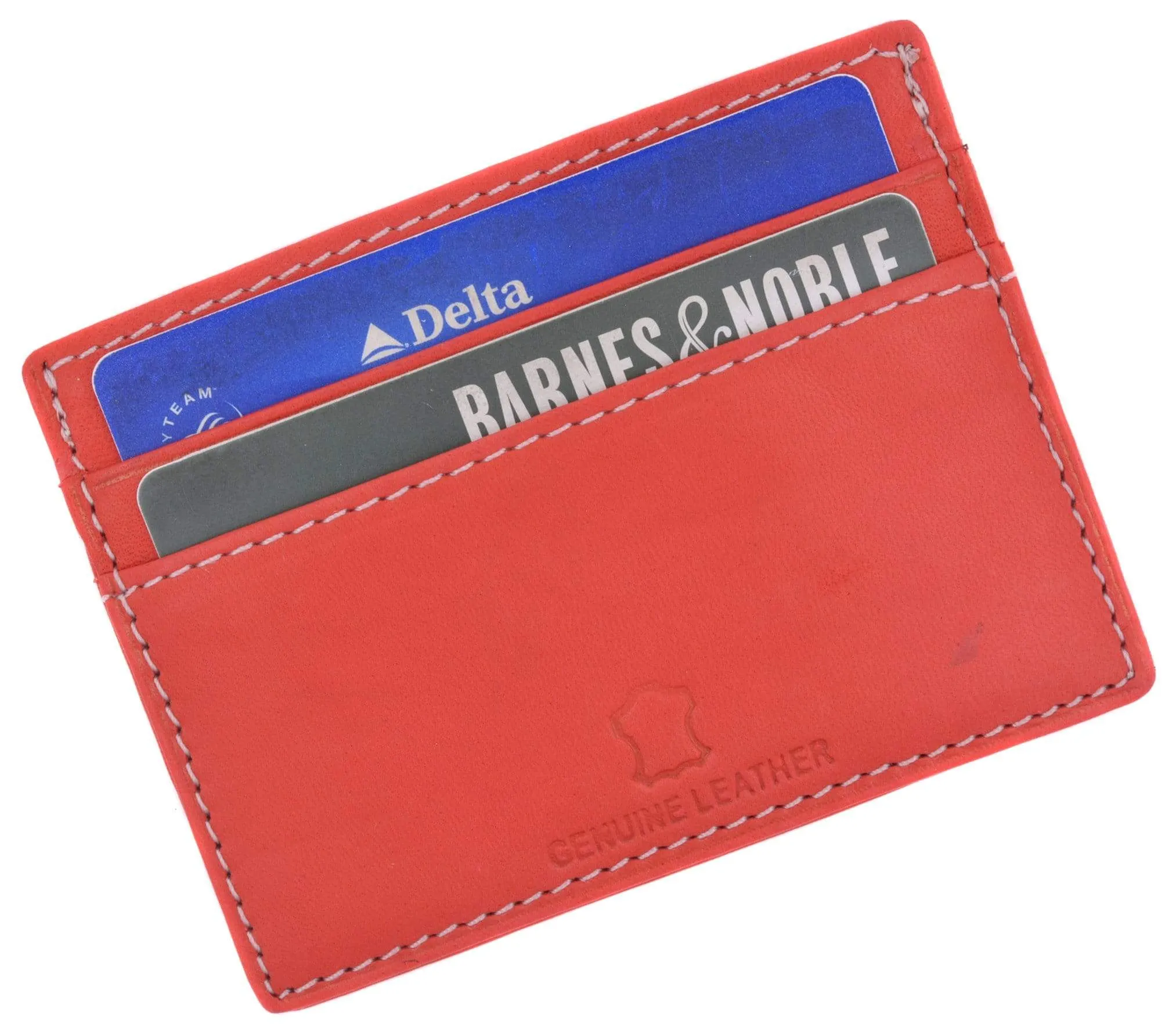 Handmade Genuine Leather Unisex Slim Super Thin Card Holder With ID Card Window 270