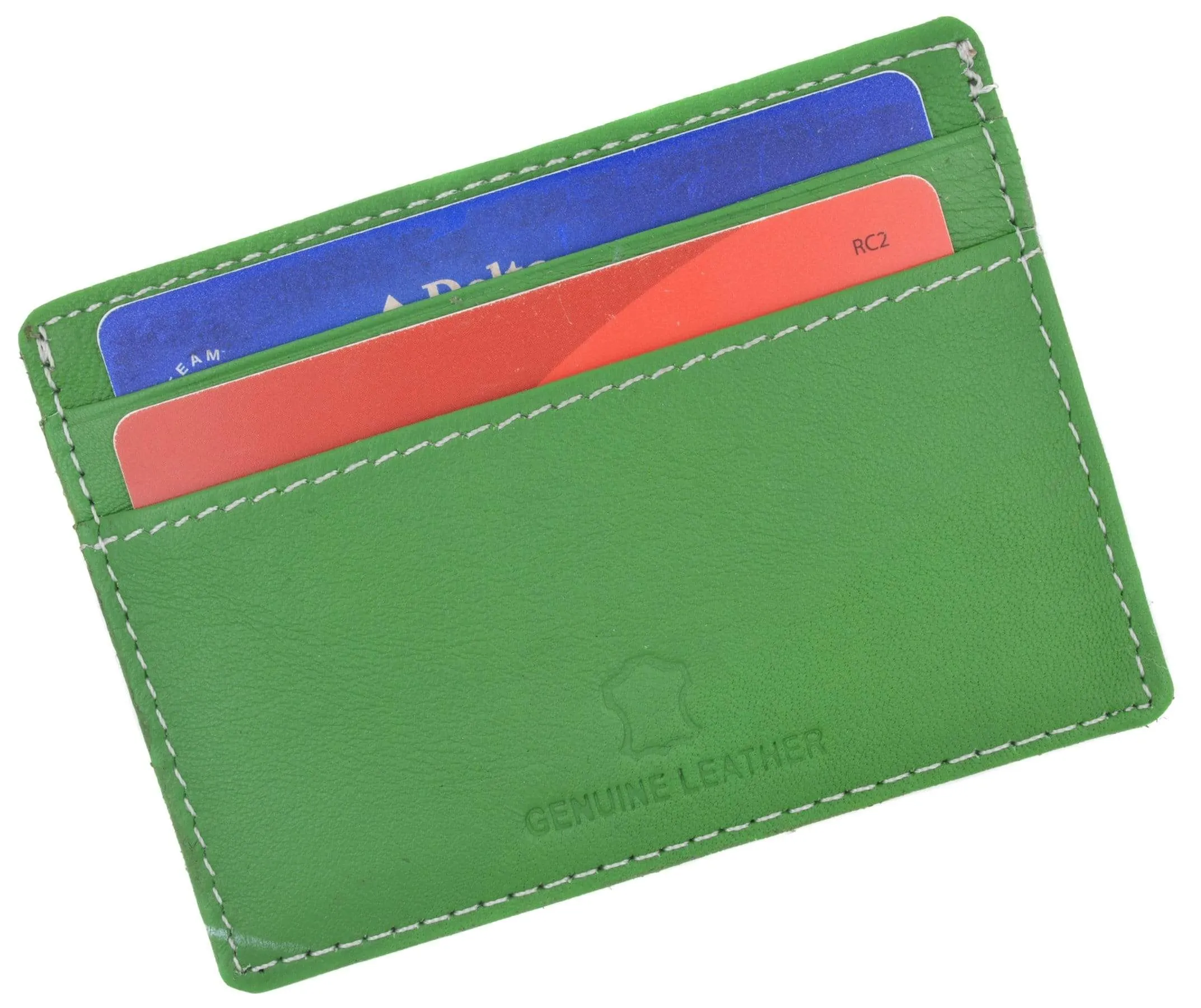 Handmade Genuine Leather Unisex Slim Super Thin Card Holder With ID Card Window 270