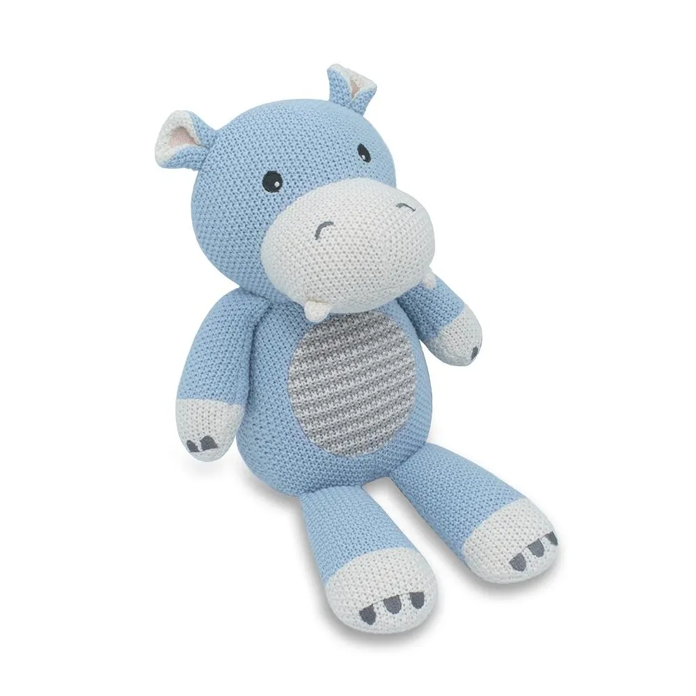 Henry the Hippo Baby Knit Soft Toy Doll Baby Shower Nursery Decor Gift Idea