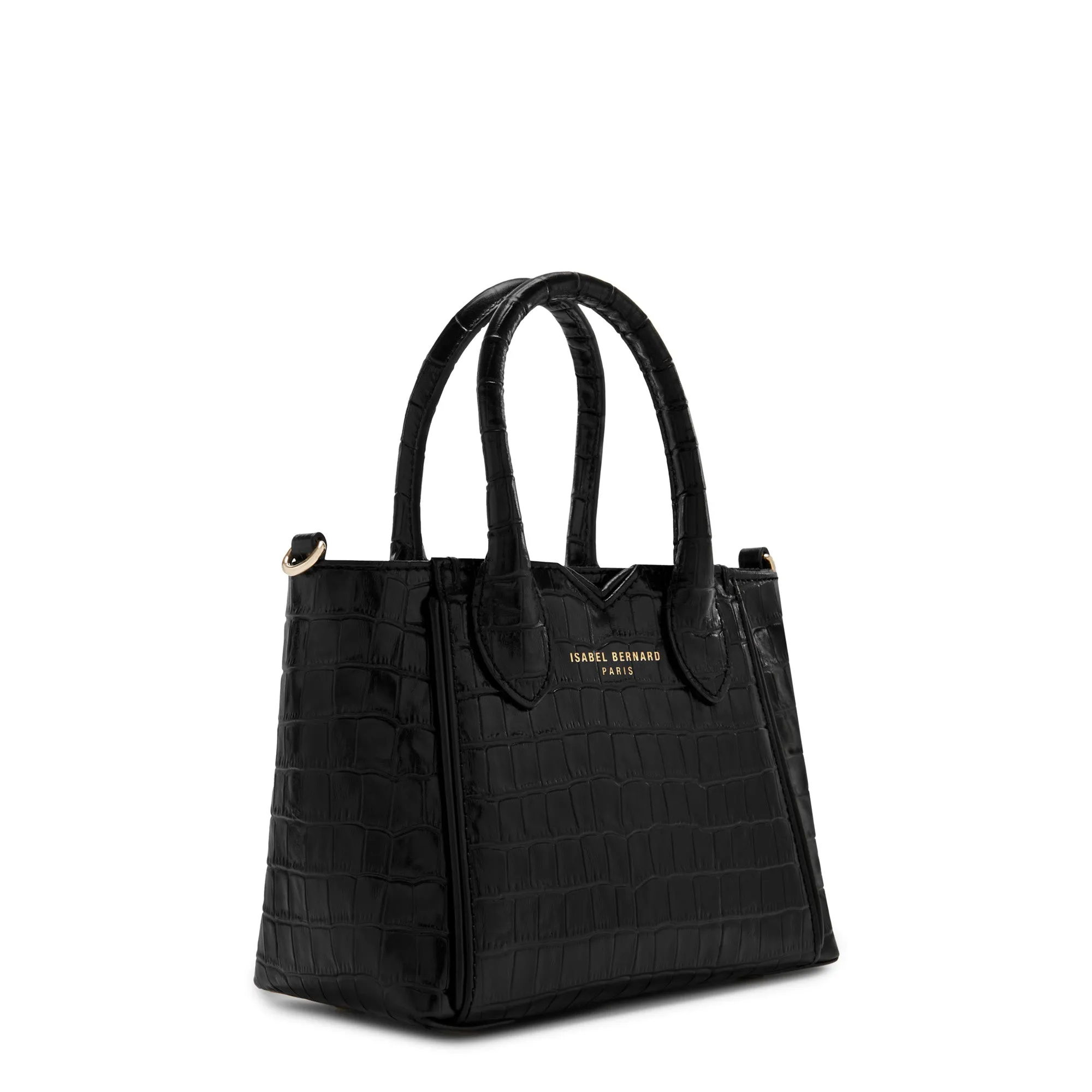 Honoré Cloe Mini croco black calfskin leather handbag