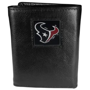 Houston Texans Deluxe Leather Tri-fold Wallet Packaged in Gift Box