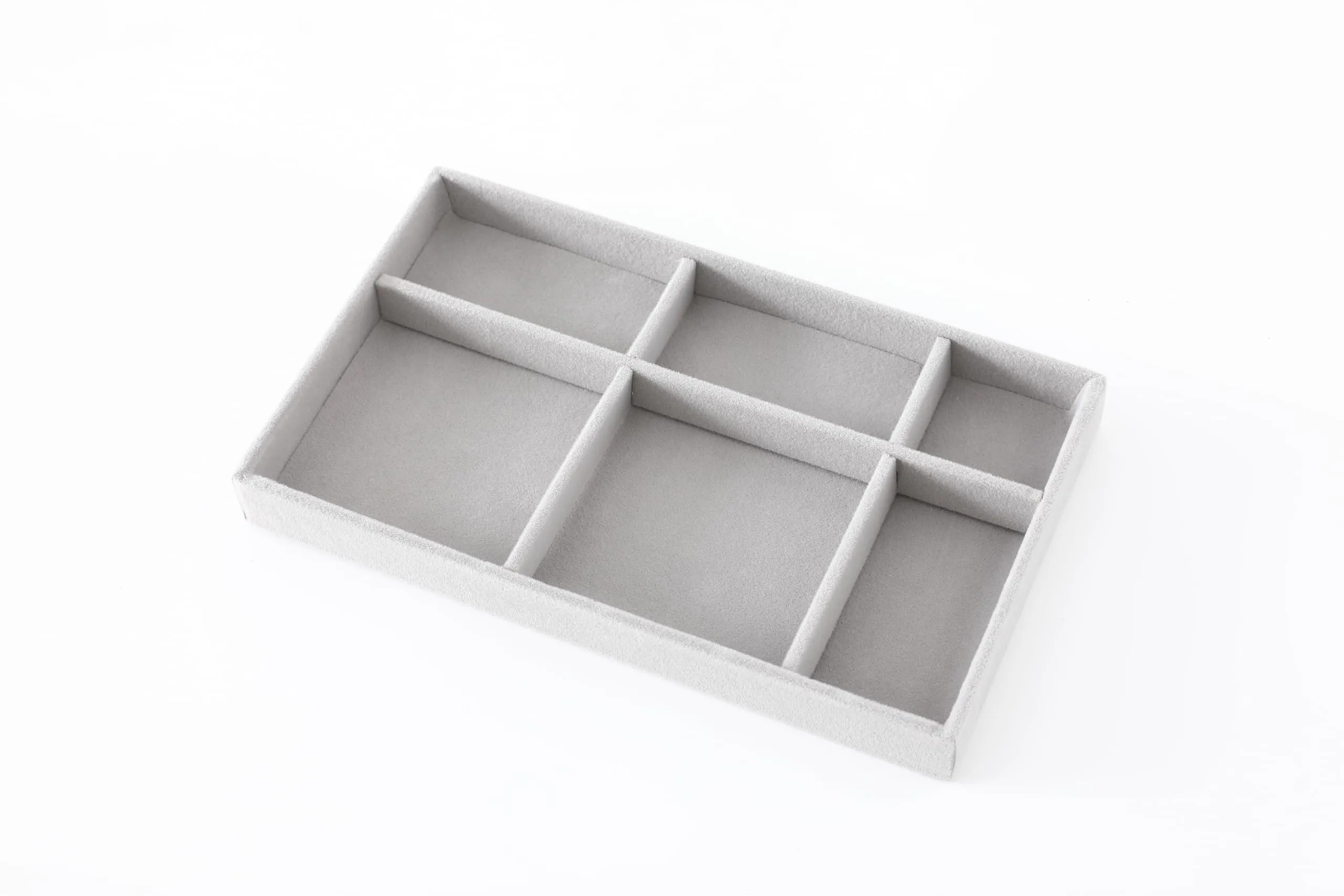 Kuber Industries 12 Pieces Velvet Jewelry Trays Organizer | Jewelry Storage Box | Jewelry Organizer | Showcase Holder Dresser Organizer for Earring Necklace Bracelet Ring | Pack of 3 |YBL4-02 | Grey