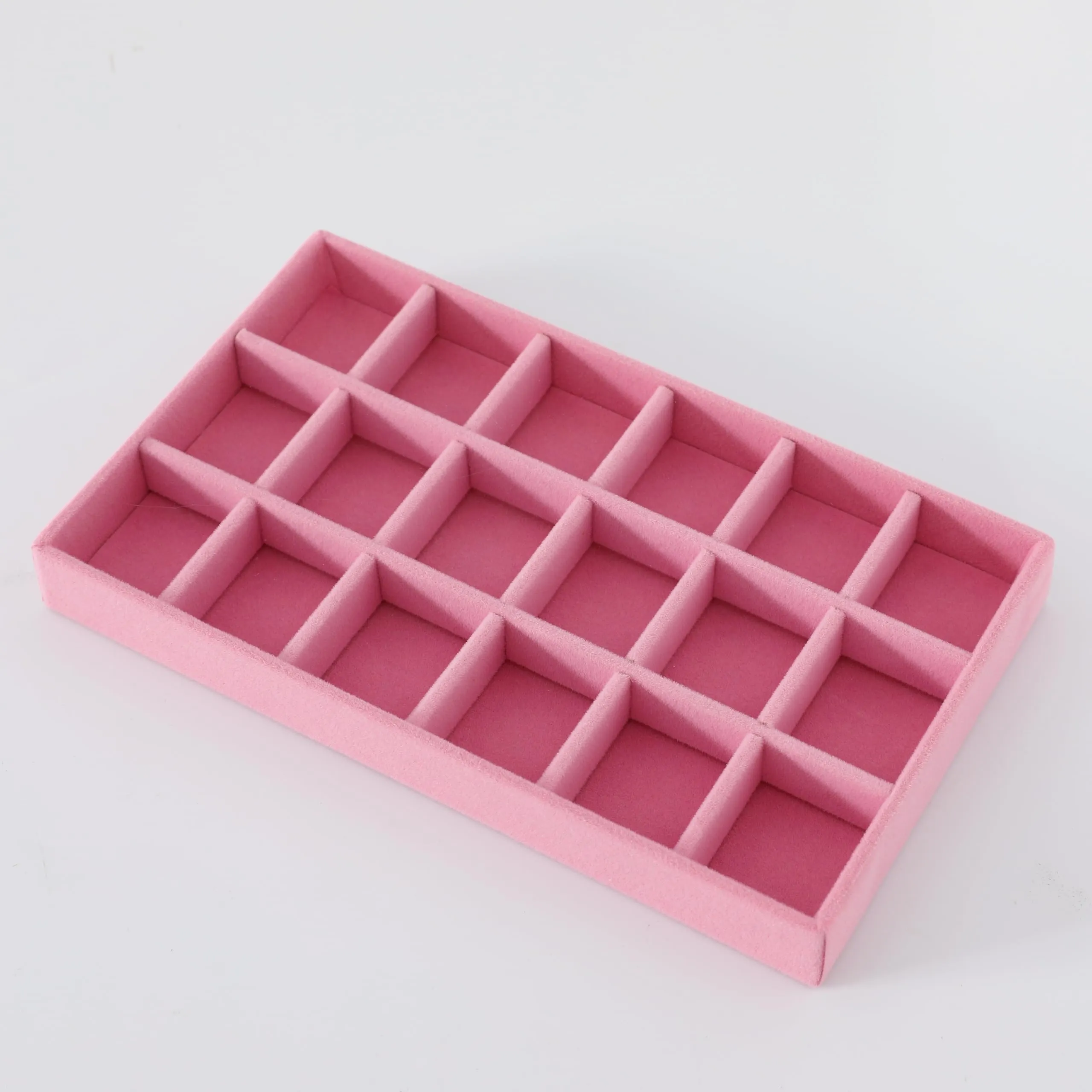 Kuber Industries 16 Pieces Velvet Jewelry Trays Organizer | Jewelry Storage Box | Jewelry Organizer | Showcase Holder Dresser Organizer for Earring Necklace Bracelet Ring |Pack of 4 | YBL4-04 |Pink