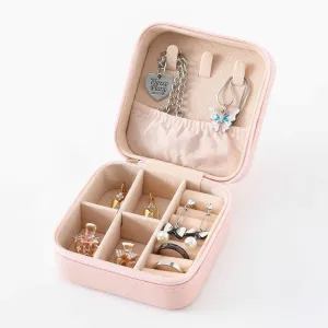 Kuber Industries Pack of 1 Mini Jewelry Box | Travel Jewellery Organizer Storage Box | Portable Case for Rings Earrings| Portable Jewelry Organizer | Proposal Gifts for Women Girl |YXX-024 | Pink