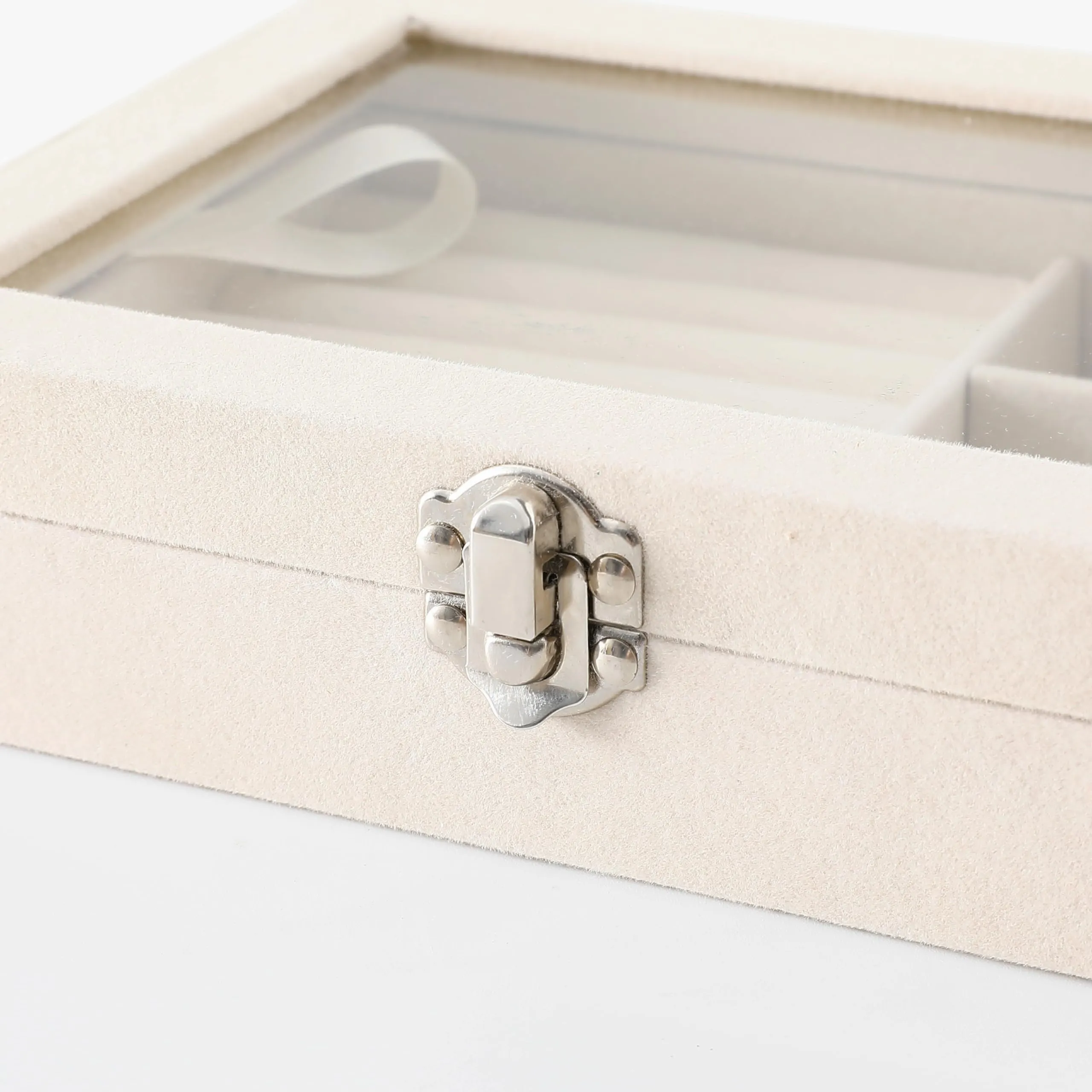 Kuber Industries Pack of 2 Velvet Jewelry Box Organizer | Jewelry Storage Box | Jewelry Organizer | Showcase Holder Dresser Organizer for Earring Necklace Bracelet Ring |YXX-018 | White