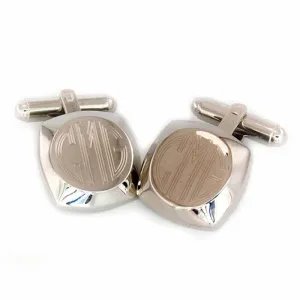 Men's Cushion Silver-Tone Cuff Links (3 Initials) of Trendolla