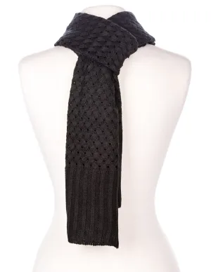 Men's Solid Weave Everyday Winter Scarf - Black