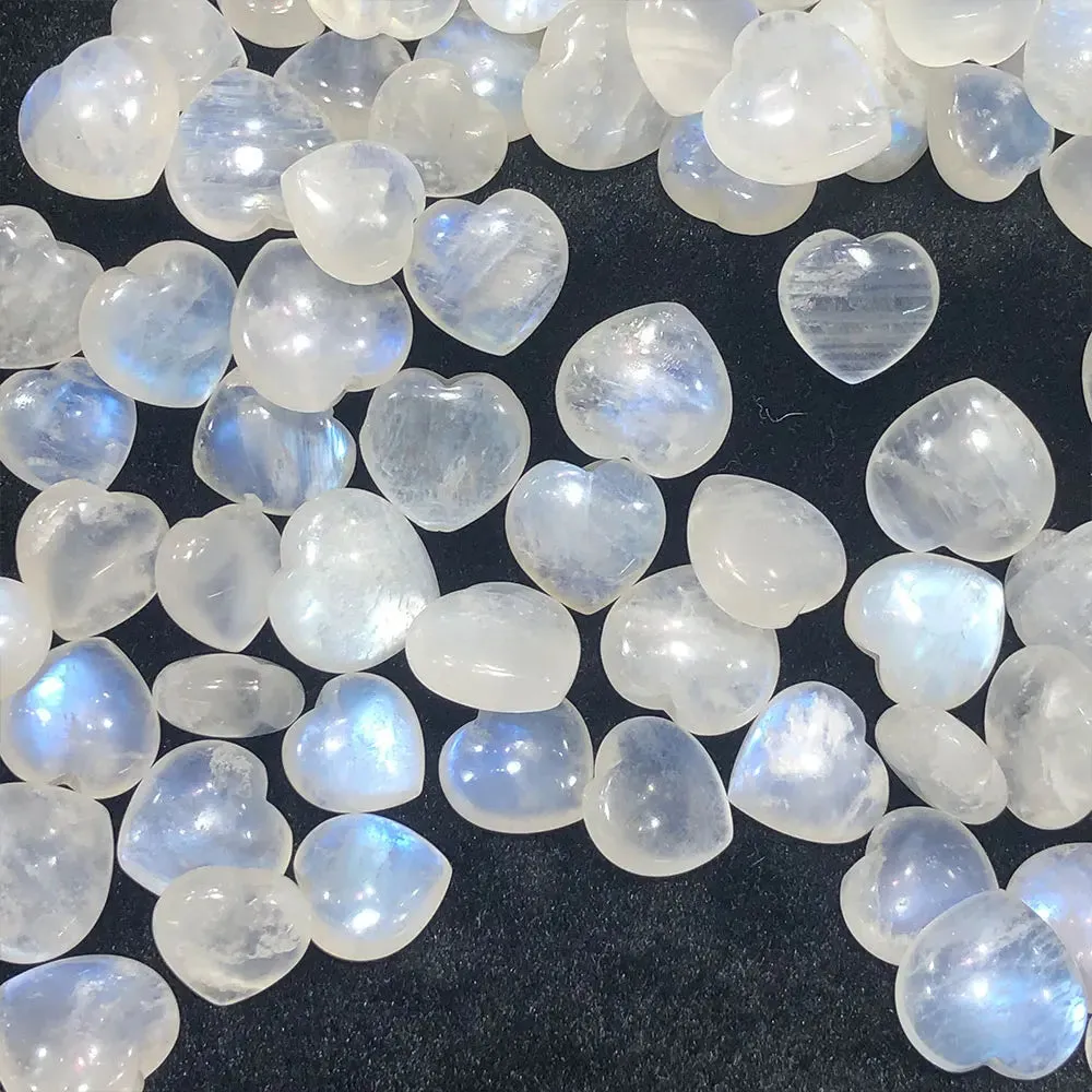 Natural Moonstone Heart Gemstone for Jewelry and Decoration