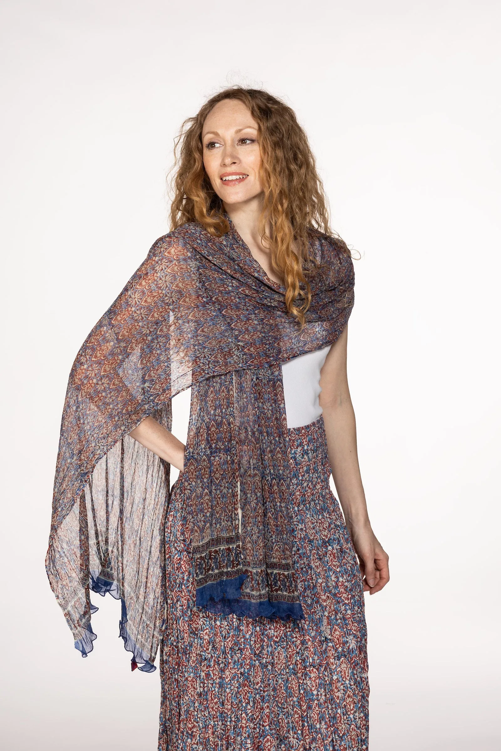 New Pure Chiffon Hand Block Printed Scarves SS24