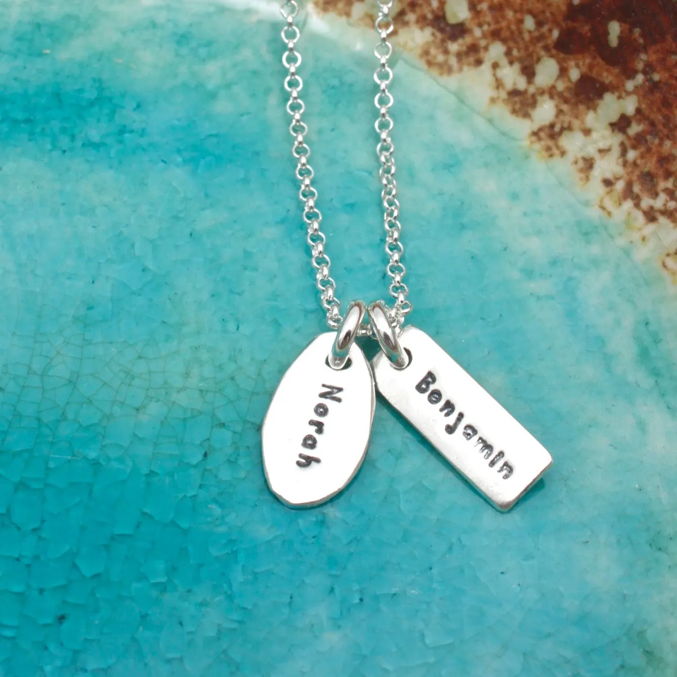 One Oval One Rectangle Personalized Necklace