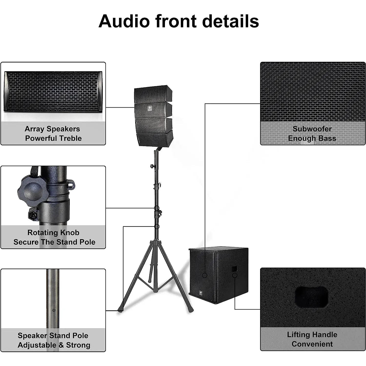 Proreck CLUB-3500 PA Speaker System 3500W Combo 4" Line Array Speakers and 15" Subwoofer with Bluetooth and Remote New