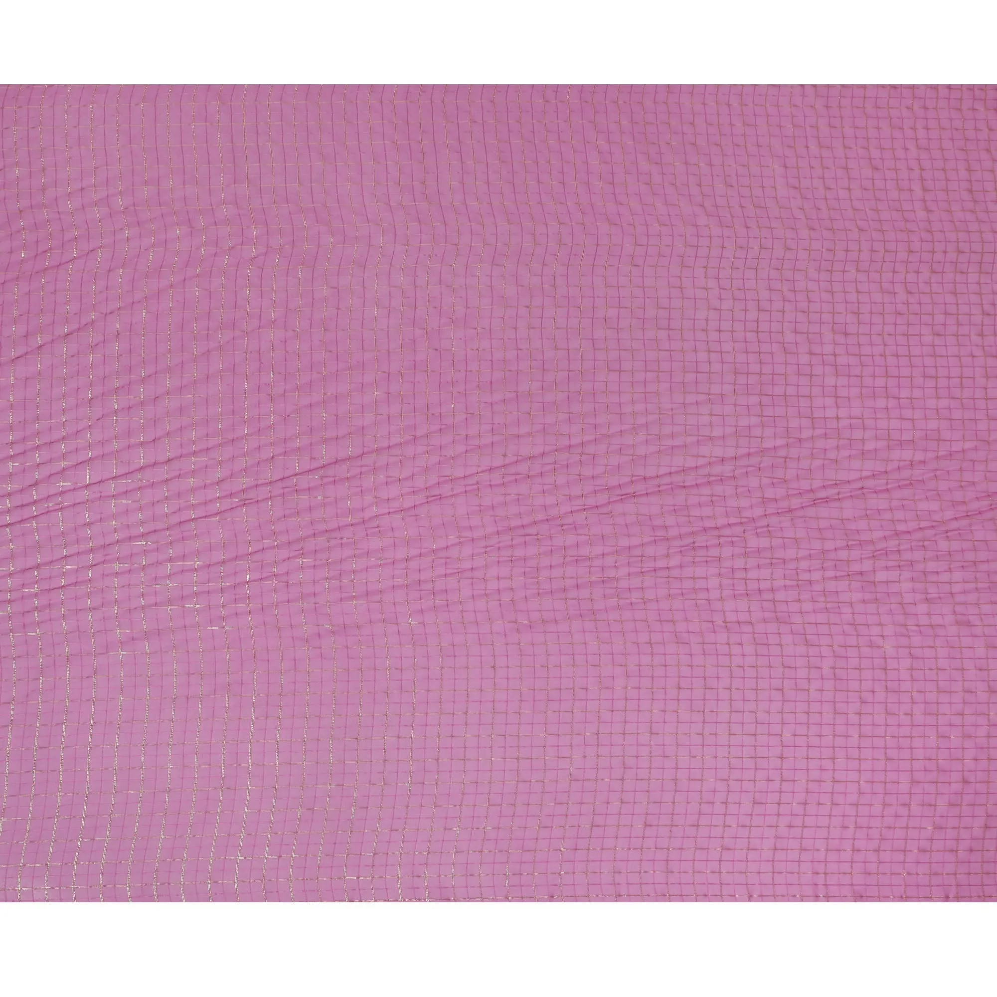 Purplish Pink Lurex Grid Chiffon Fabric – Glimmering Elegance from India-D19055